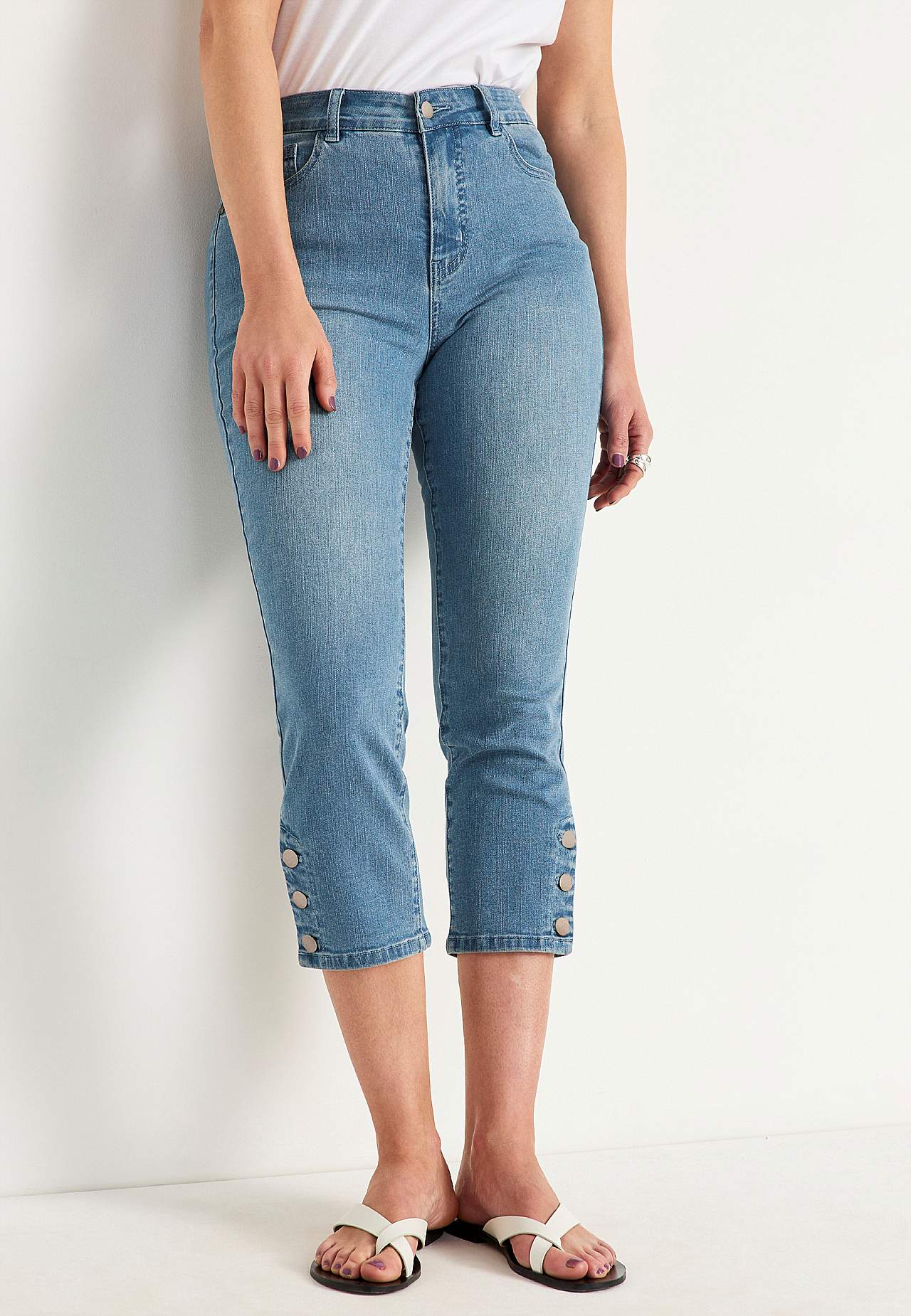 Crop jeans med design med fem lommer