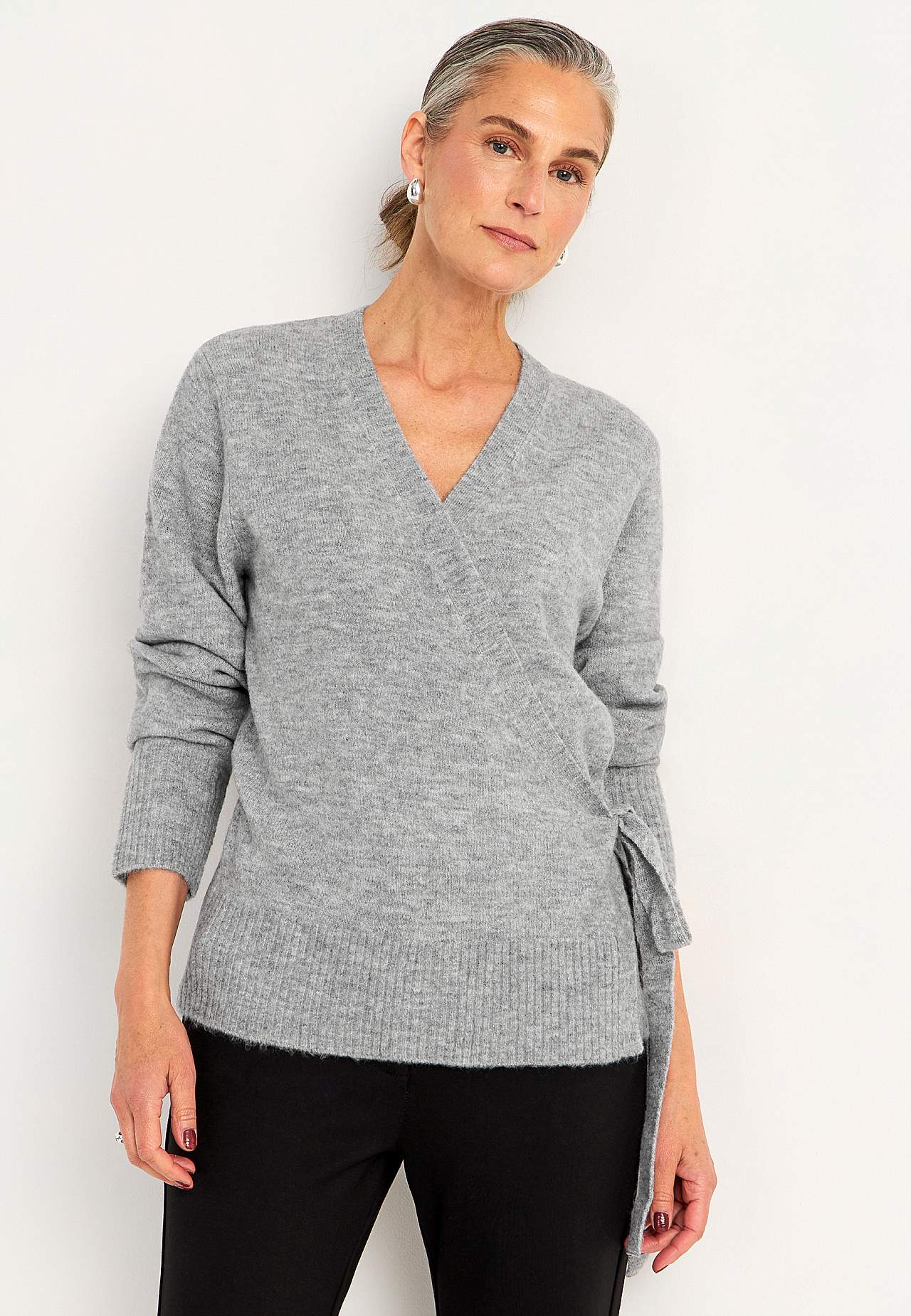 Strikket cardigan med slå-om design