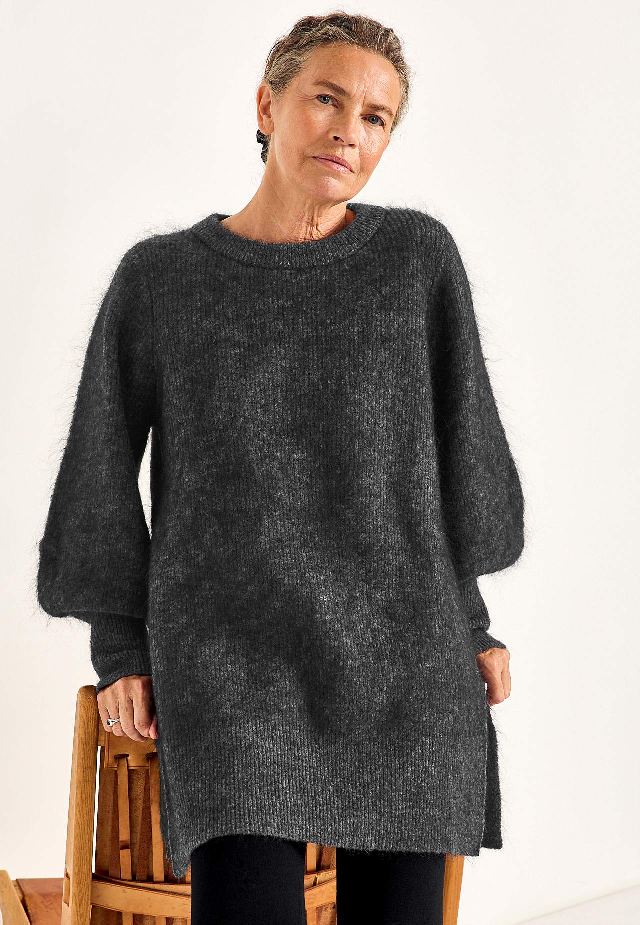 Tunika Premium i mohair- og uldblanding