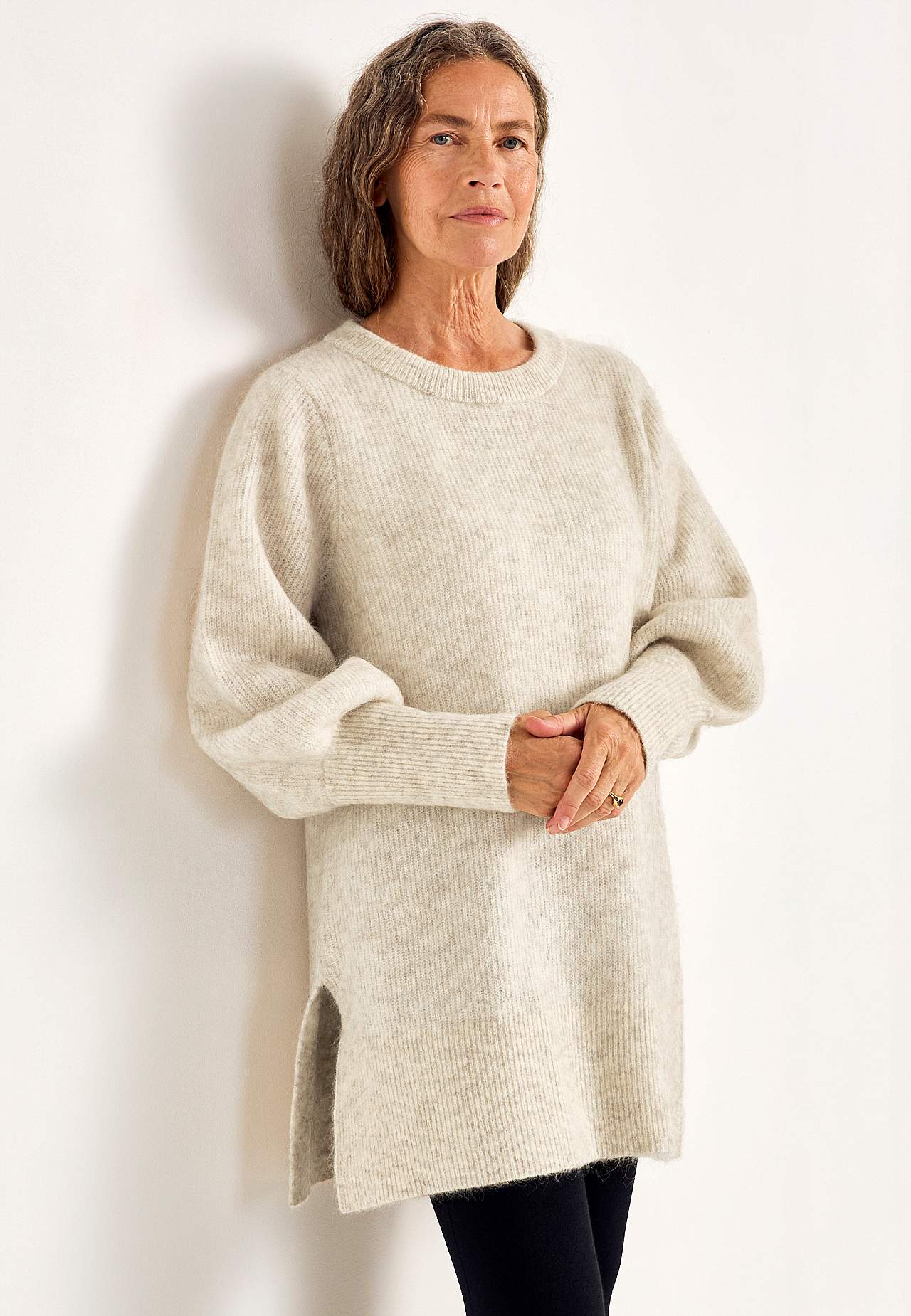 Tunika Premium i mohair- og uldblanding