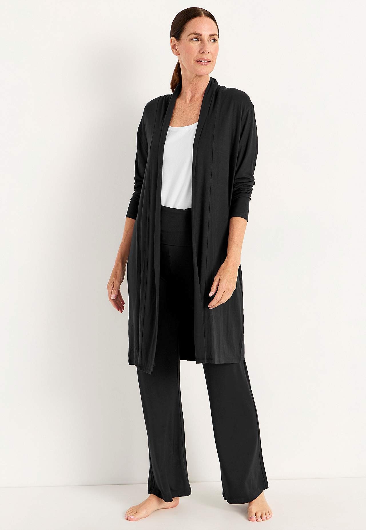 Lang cardigan i jersey