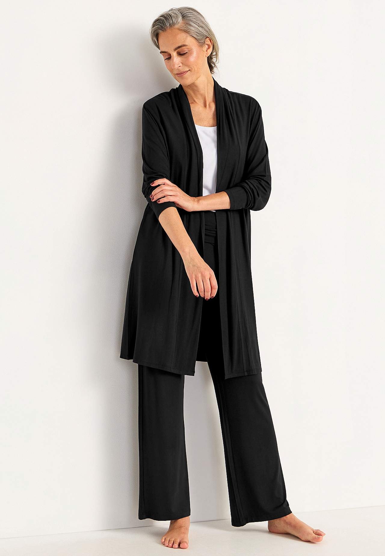 Lang cardigan i jersey