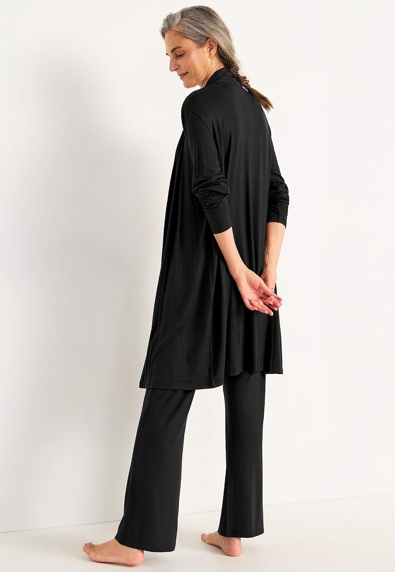 Lang cardigan i jersey