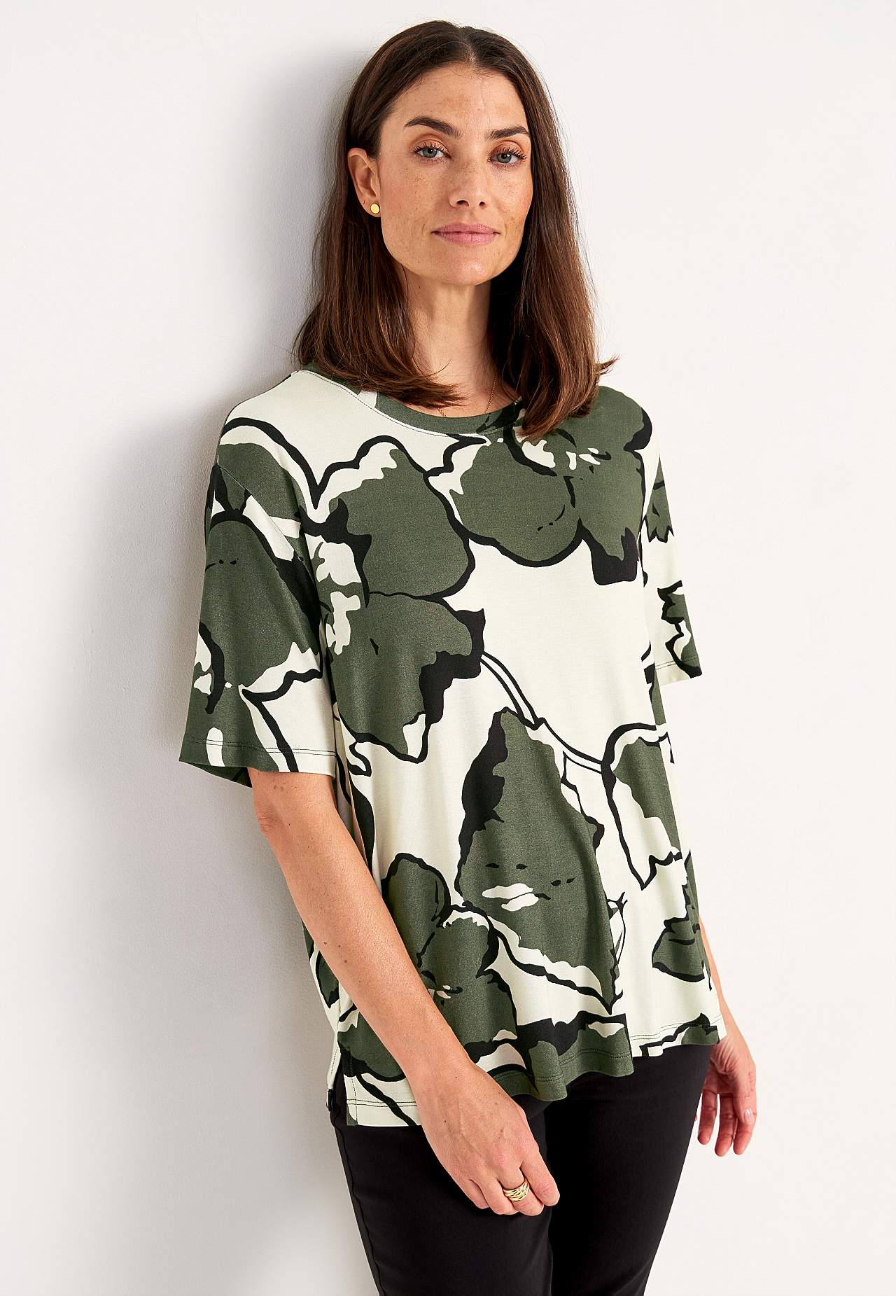 Jerseytop med rund hals