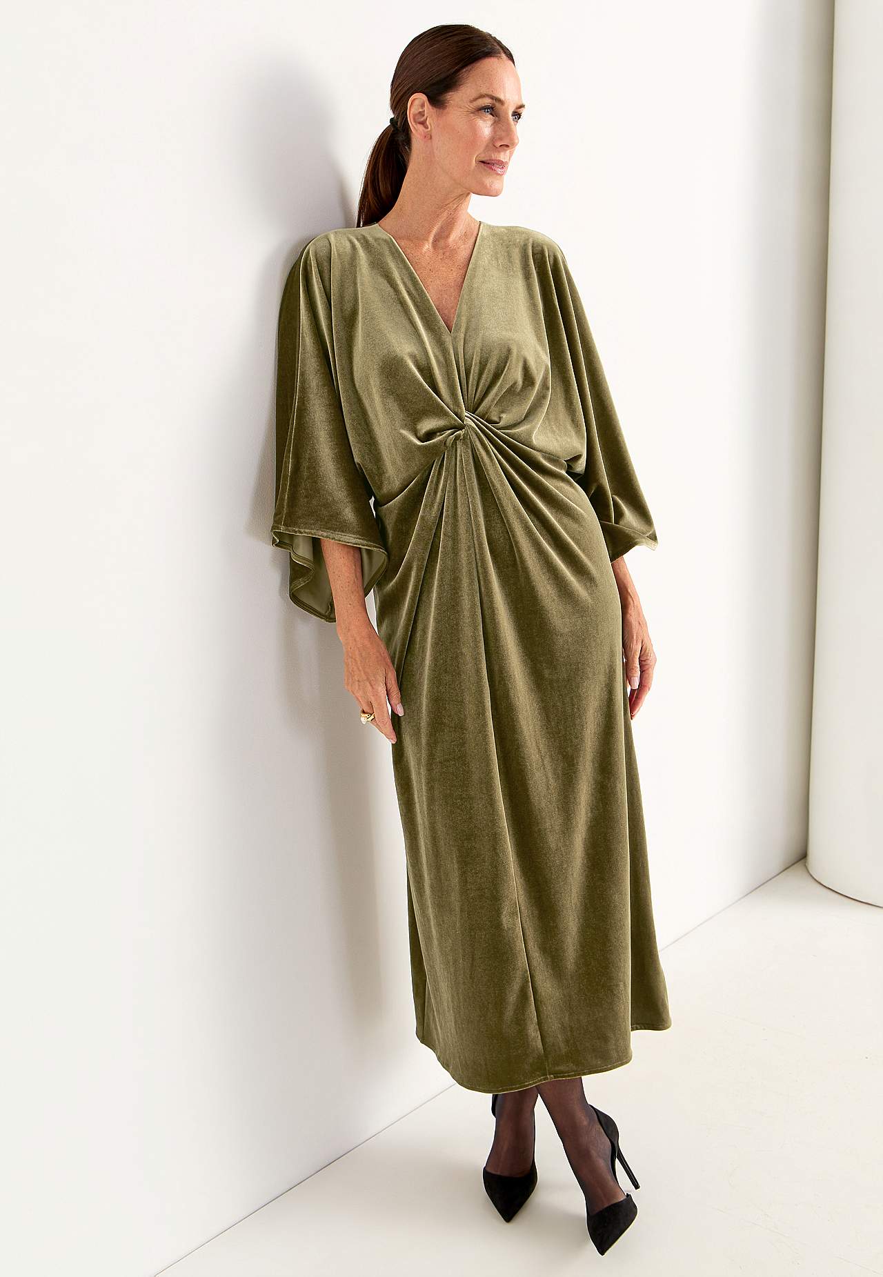 Elegant kaftankjole i velour
