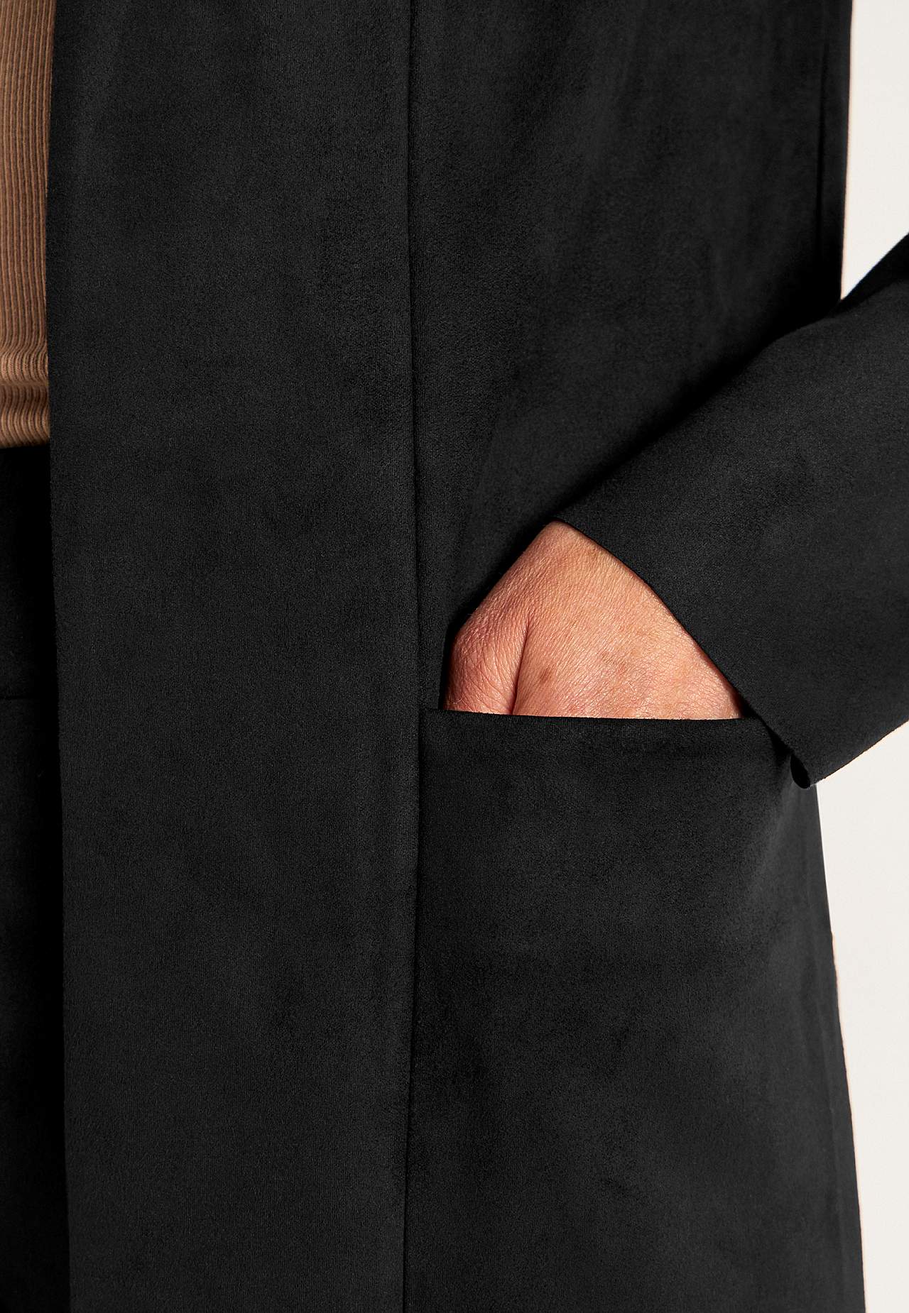 Trikotjakke med ruskindslook