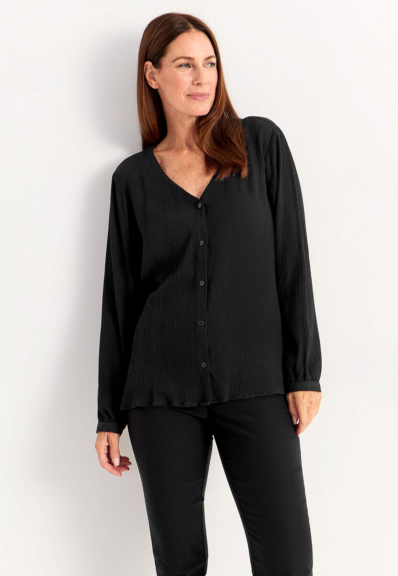 Bluse med crepe kvalitet