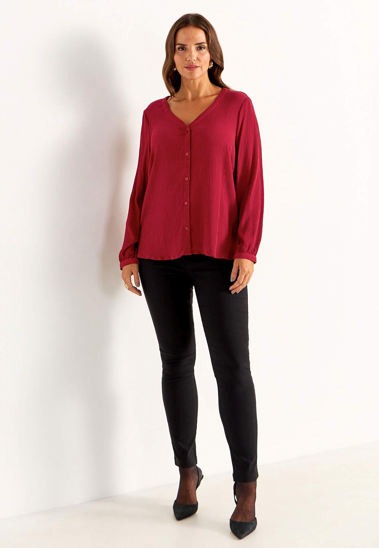 Bluse med crepe kvalitet