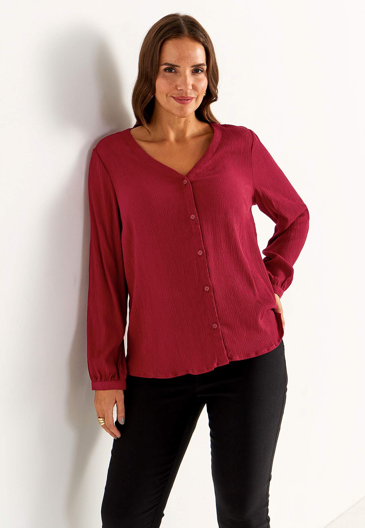 Bluse med crepe kvalitet