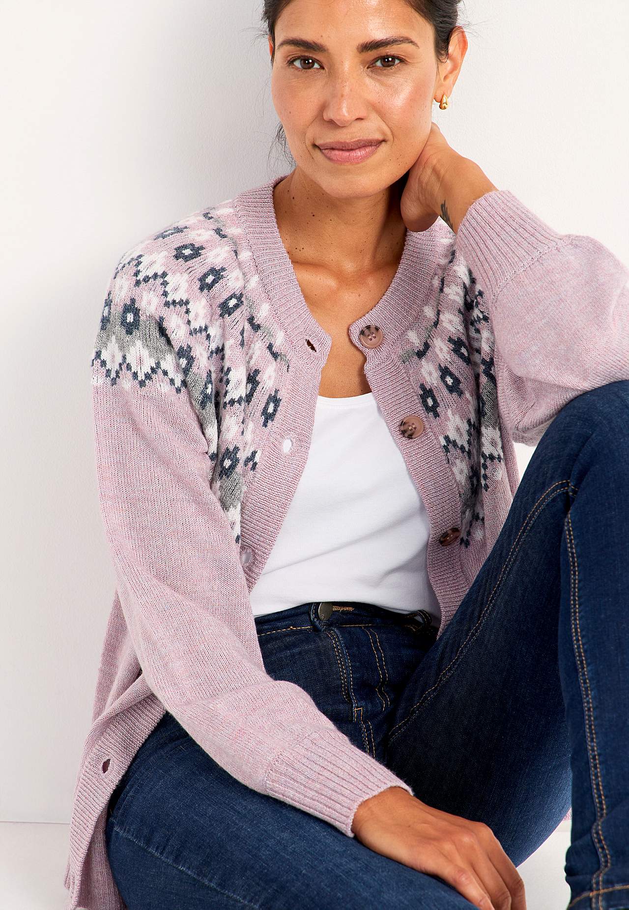 Jacquardmønstret cardigan