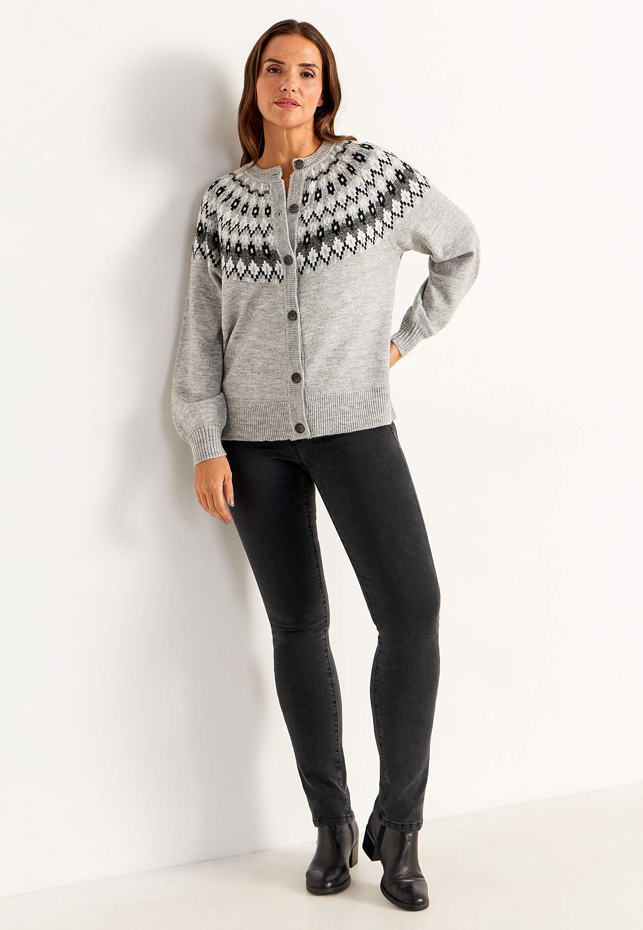 Jacquardmønstret cardigan