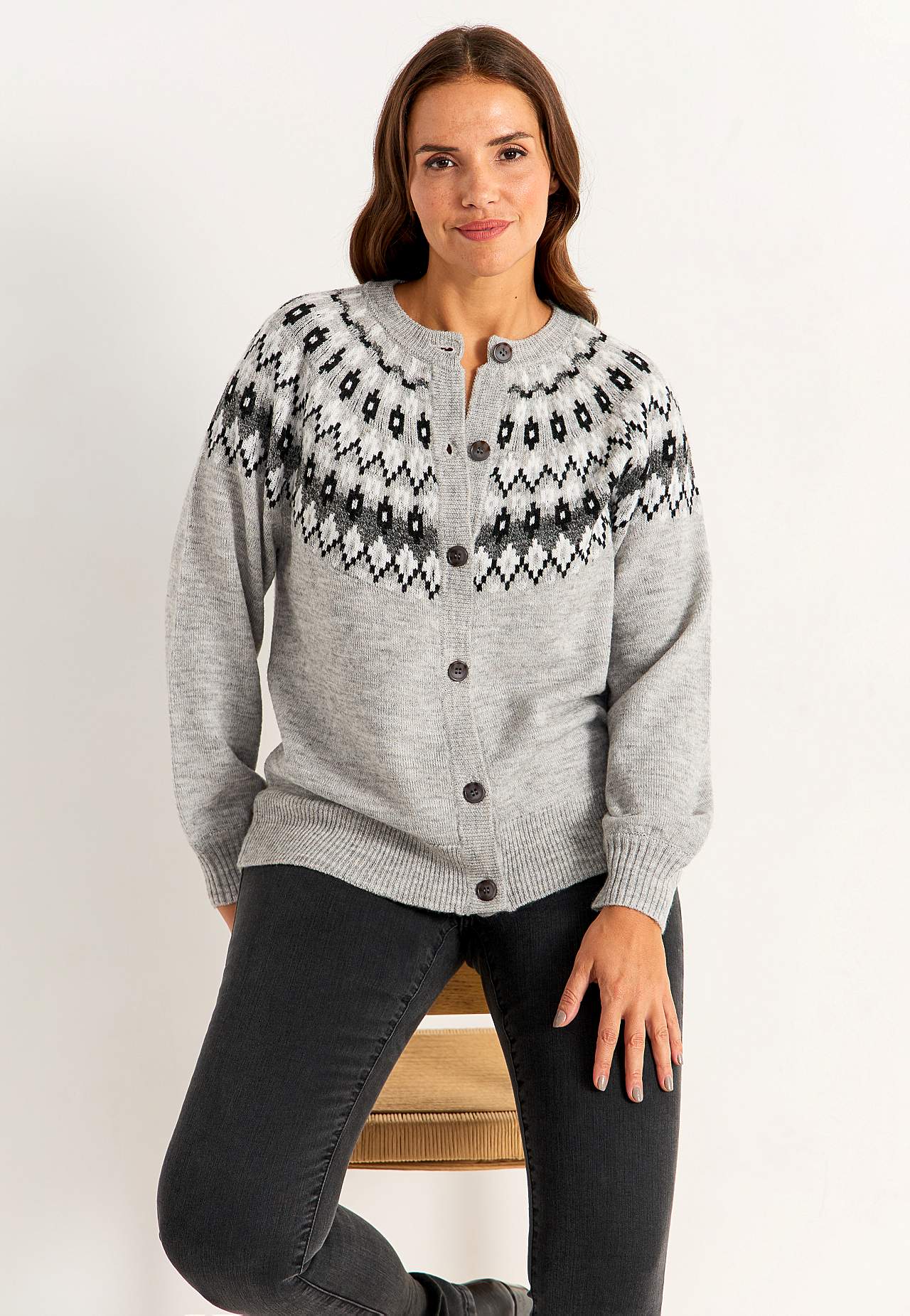 Jacquardmønstret cardigan