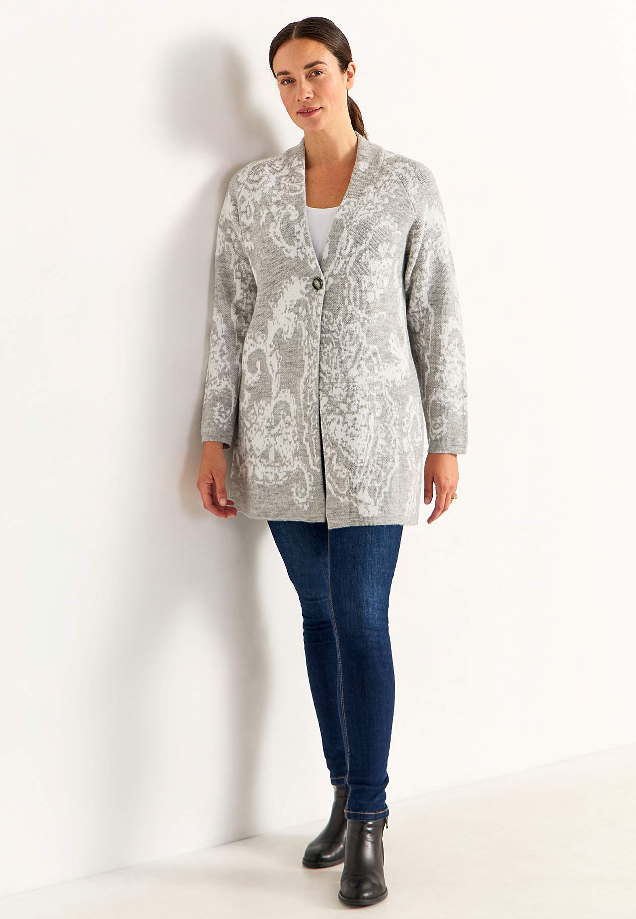 Jacquard-strikket cardigan