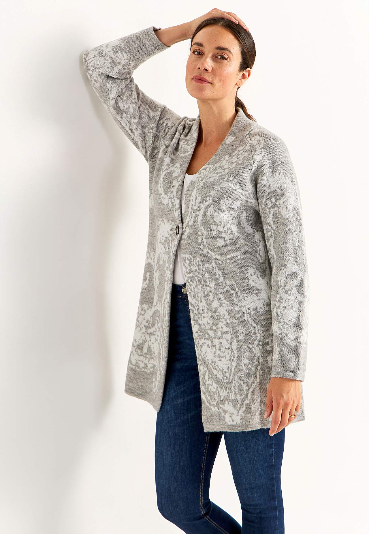 Jacquard-strikket cardigan