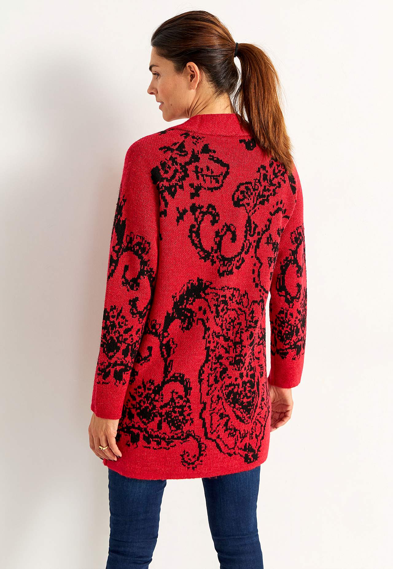Jacquard-strikket cardigan