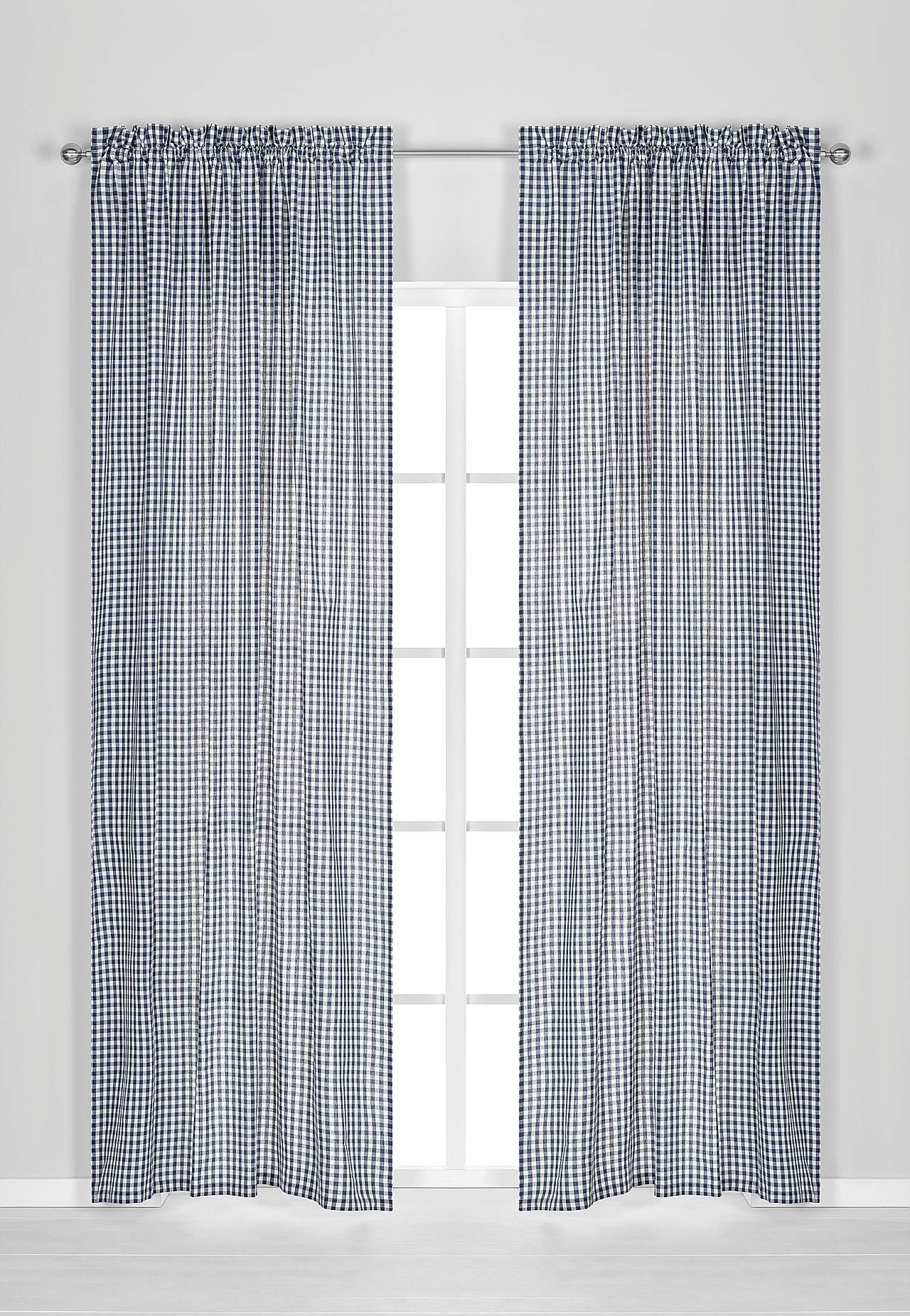 Vævede, ternede panelgardiner 2-pack