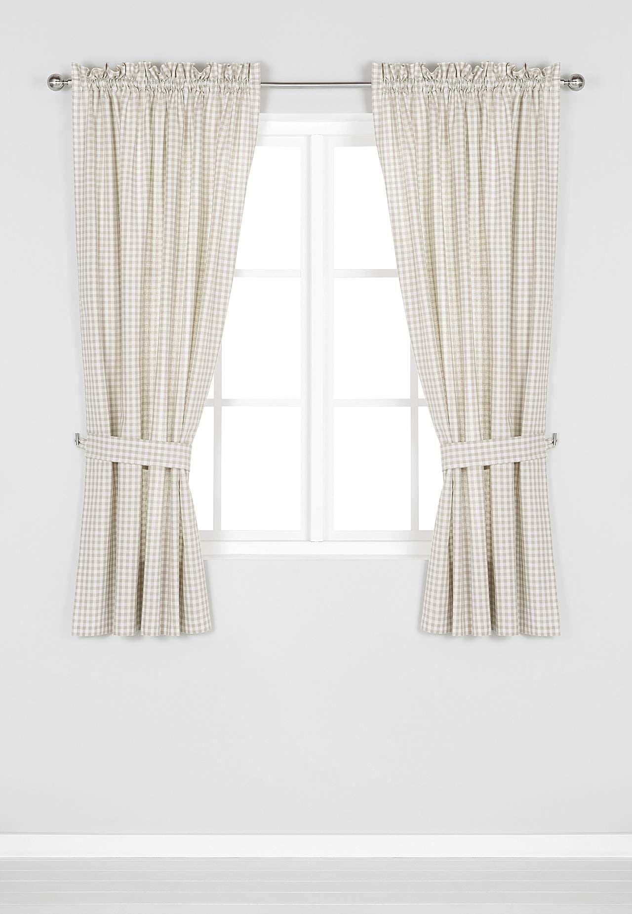 Vævede, ternede panelgardiner 2-pack