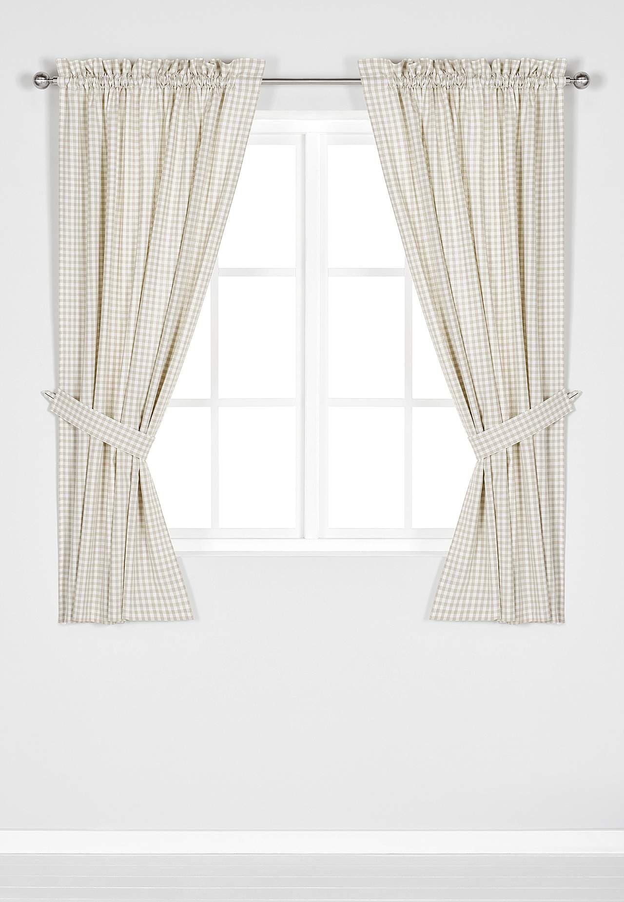 Vævede, ternede panelgardiner 2-pack
