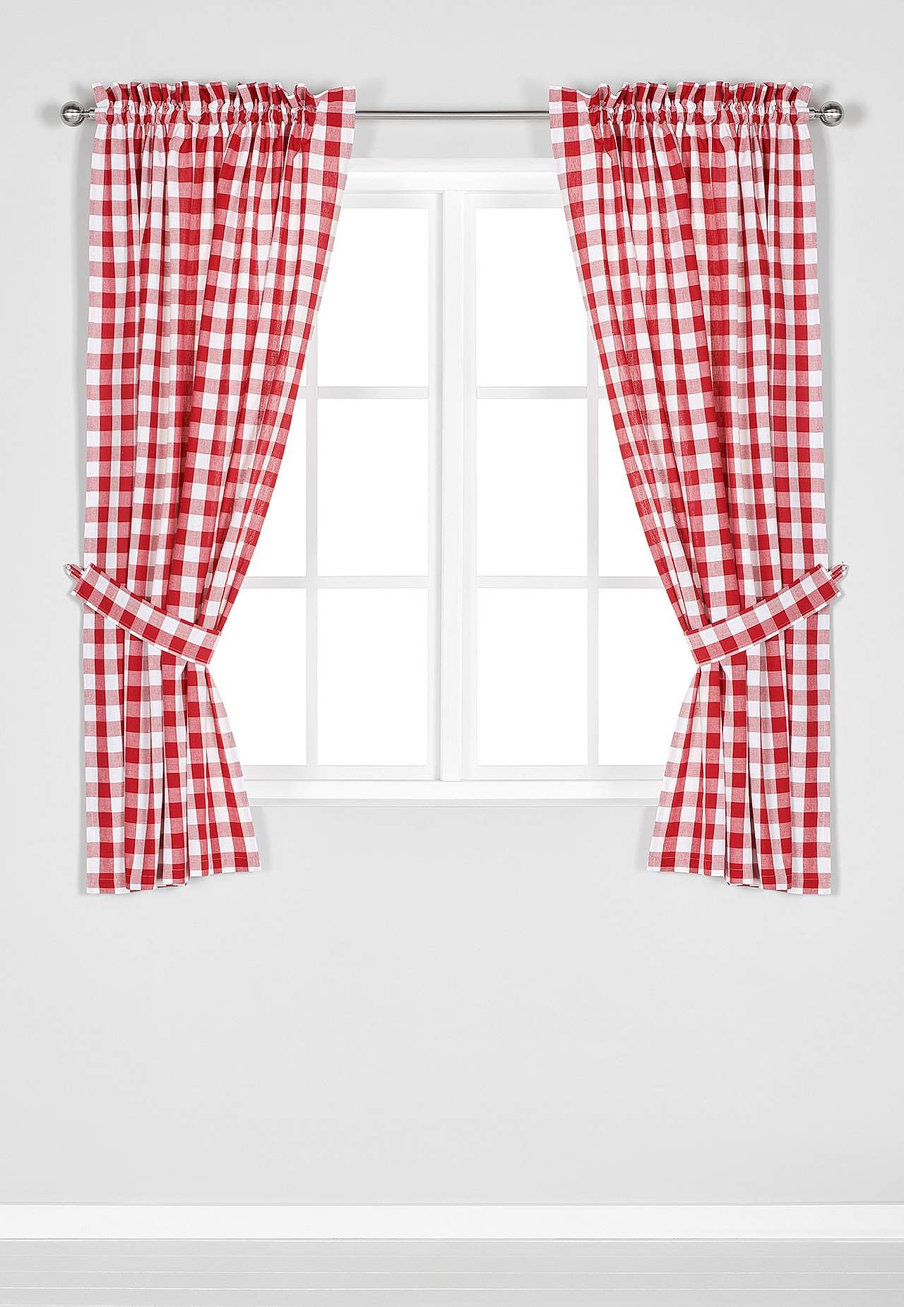 Vævede, ternede panelgardiner 2-pack