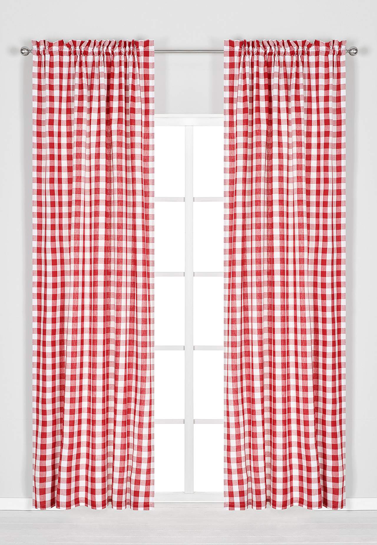 Vævede, ternede panelgardiner 2-pack