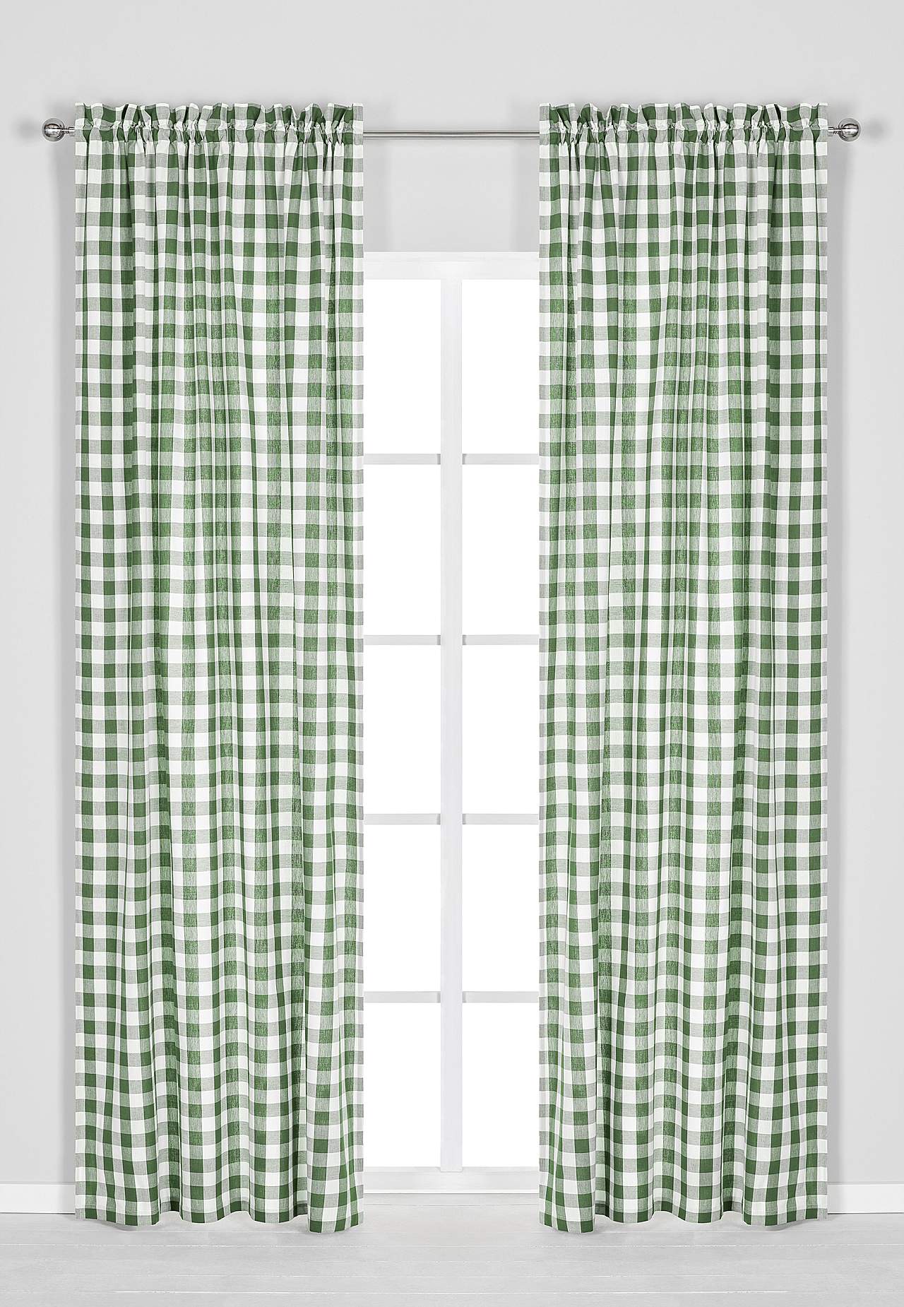Vævede, ternede panelgardiner 2-pack