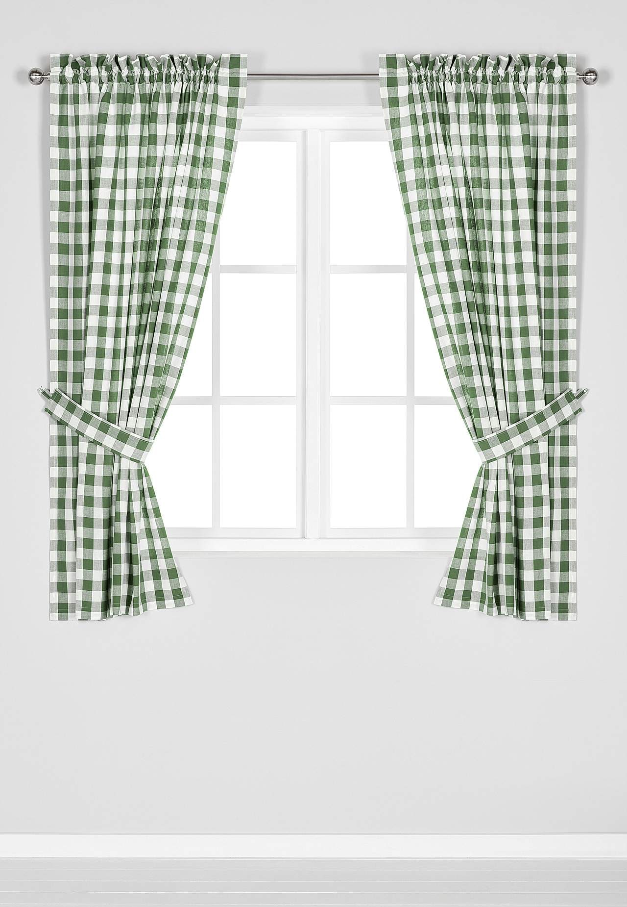 Vævede, ternede panelgardiner 2-pack