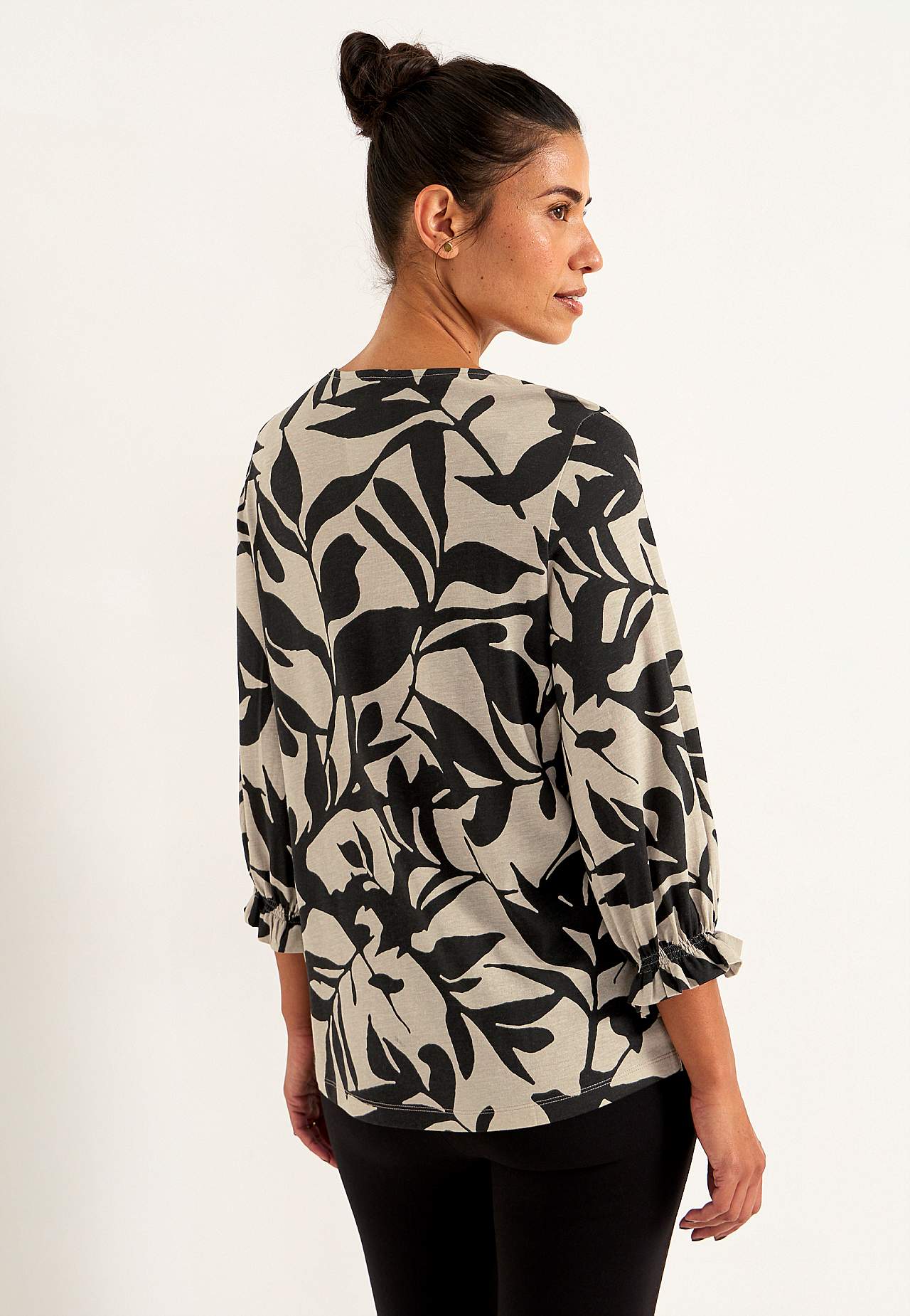Jerseytop med smockdetalje