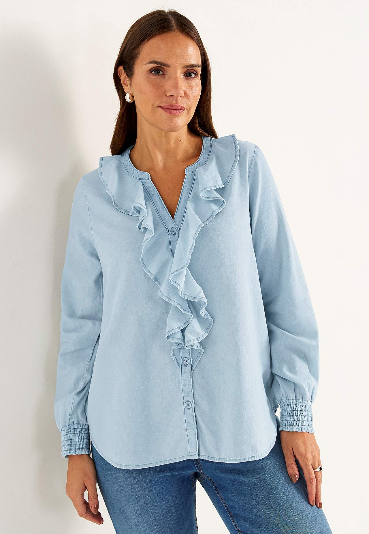 Flæsebluse i denim