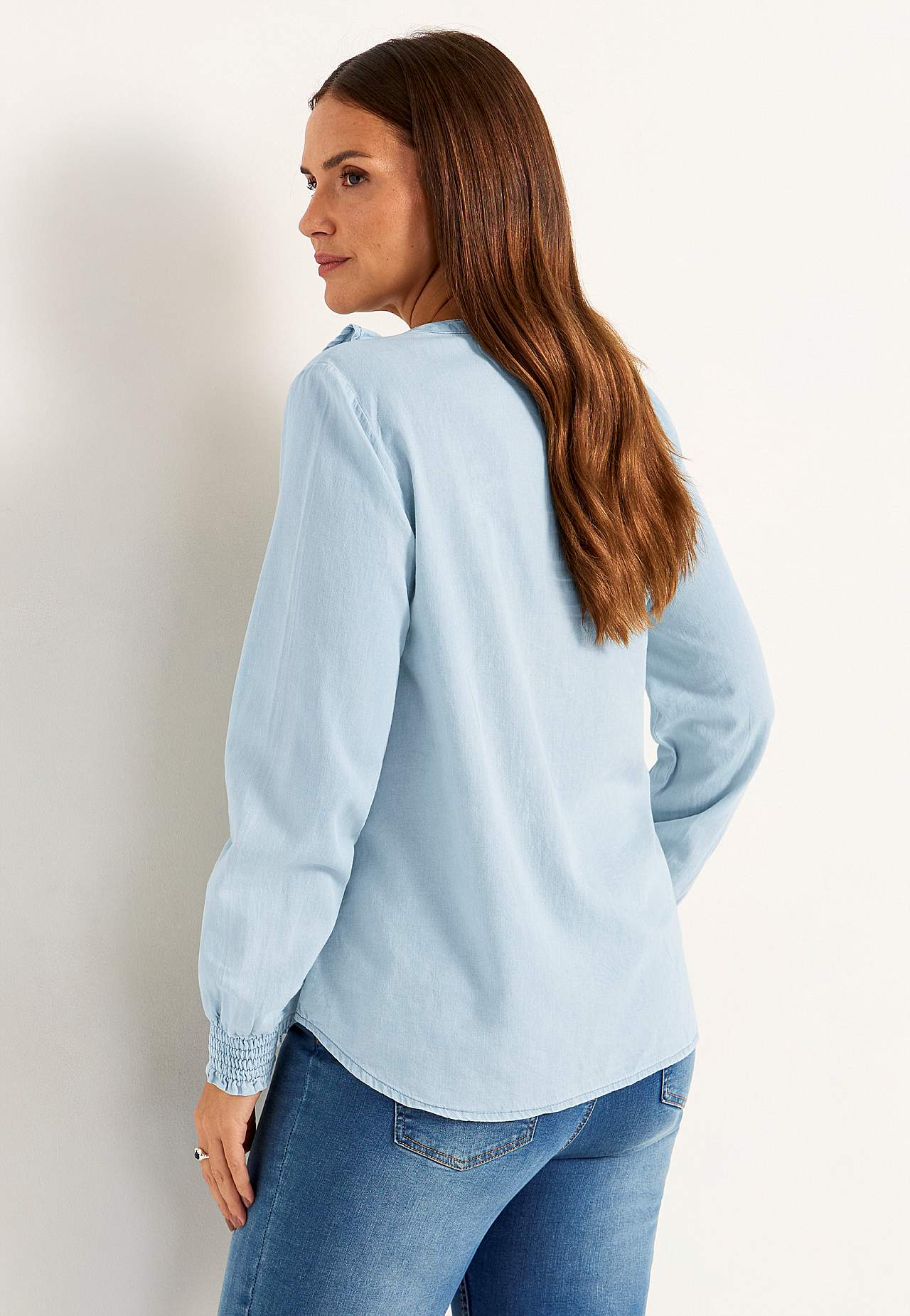 Flæsebluse i denim