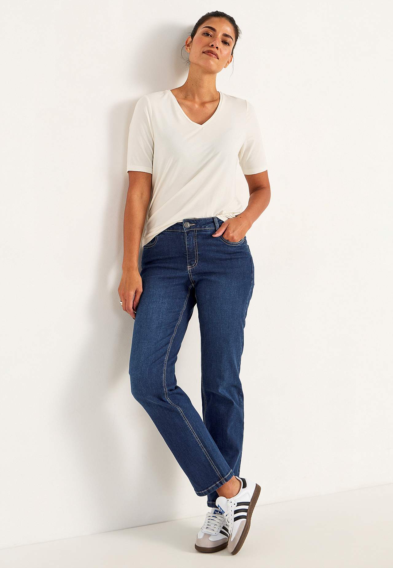 Komfortable stretchjeans med lige ben