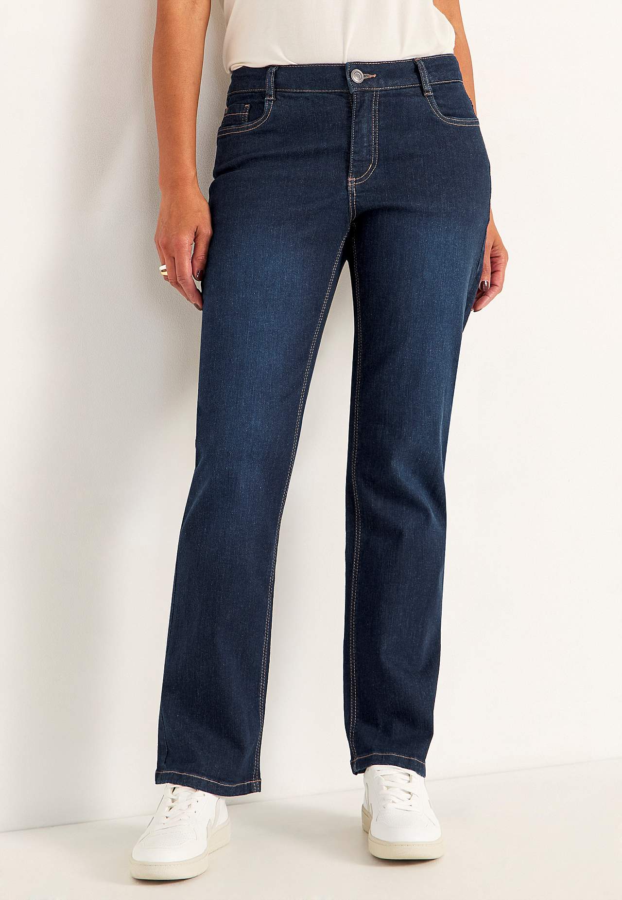 Komfortable stretchjeans med lige ben