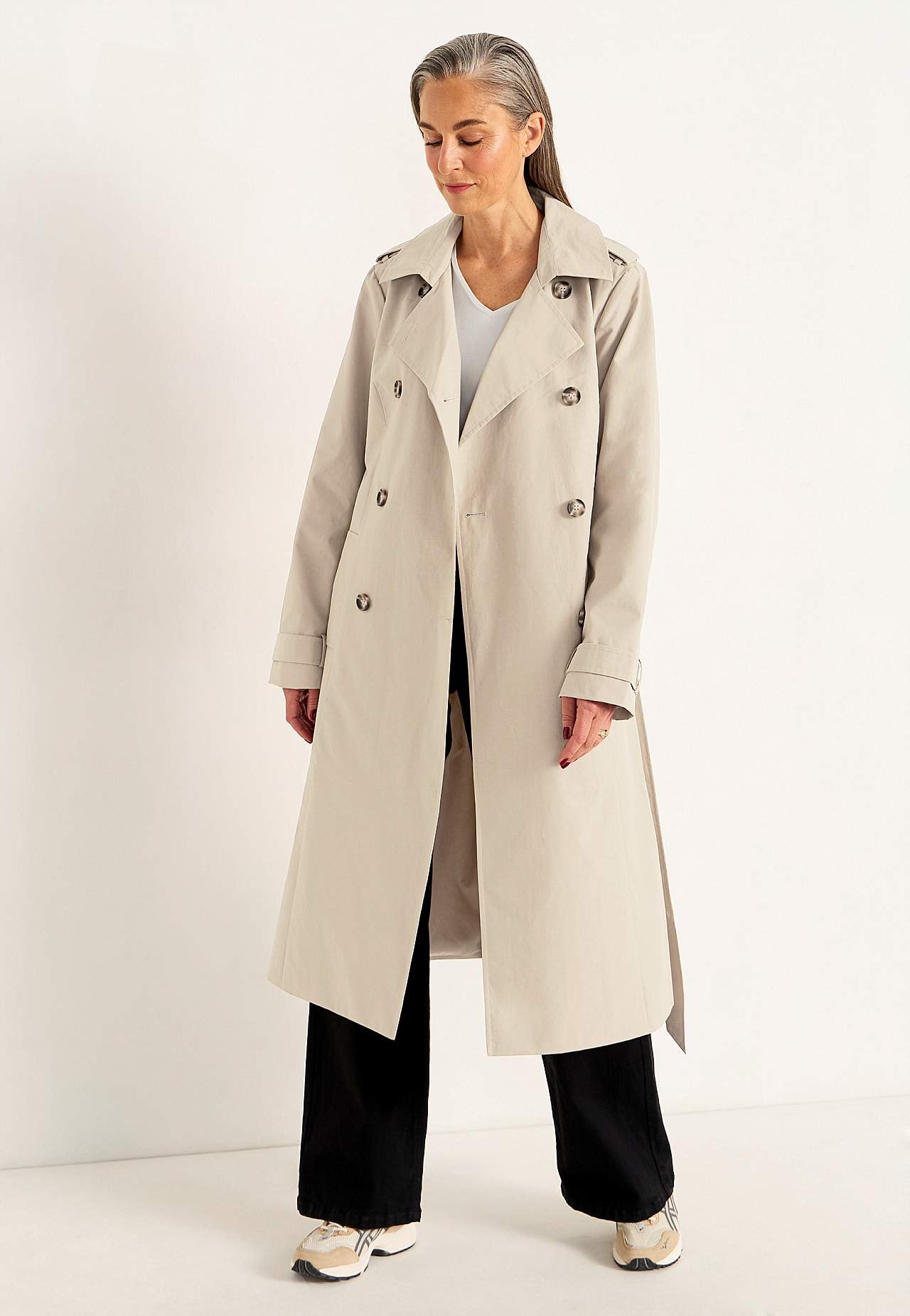 Dobbeltbrystet trenchcoat