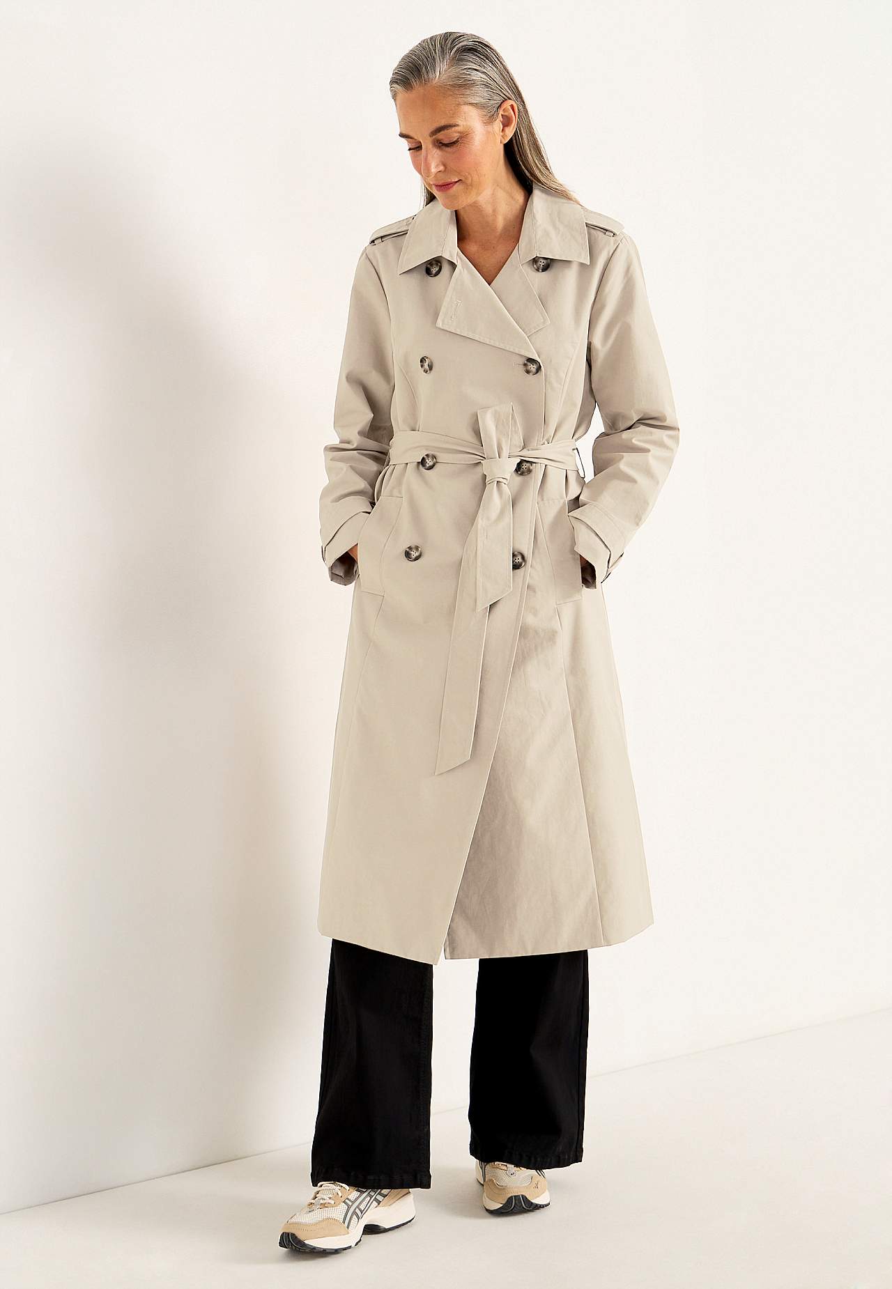 Dobbeltbrystet trenchcoat