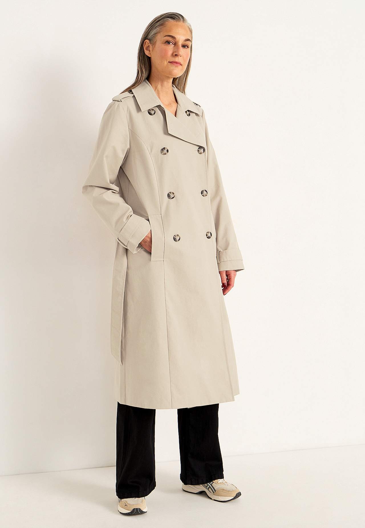 Dobbeltbrystet trenchcoat