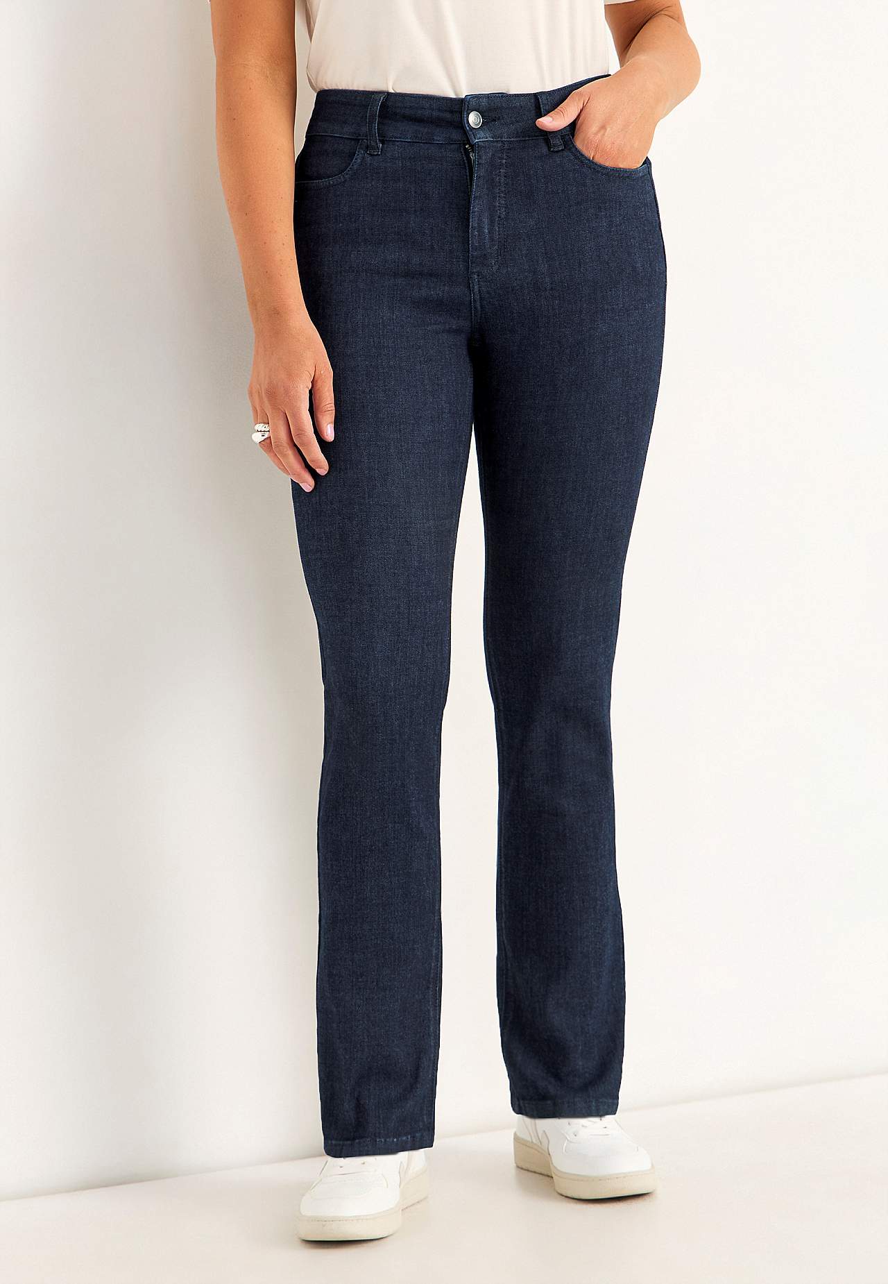 Brede jeans i denim med superstræk