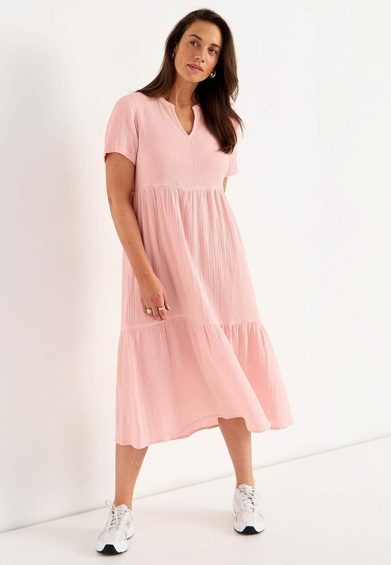 Kjole i rynket bomuld