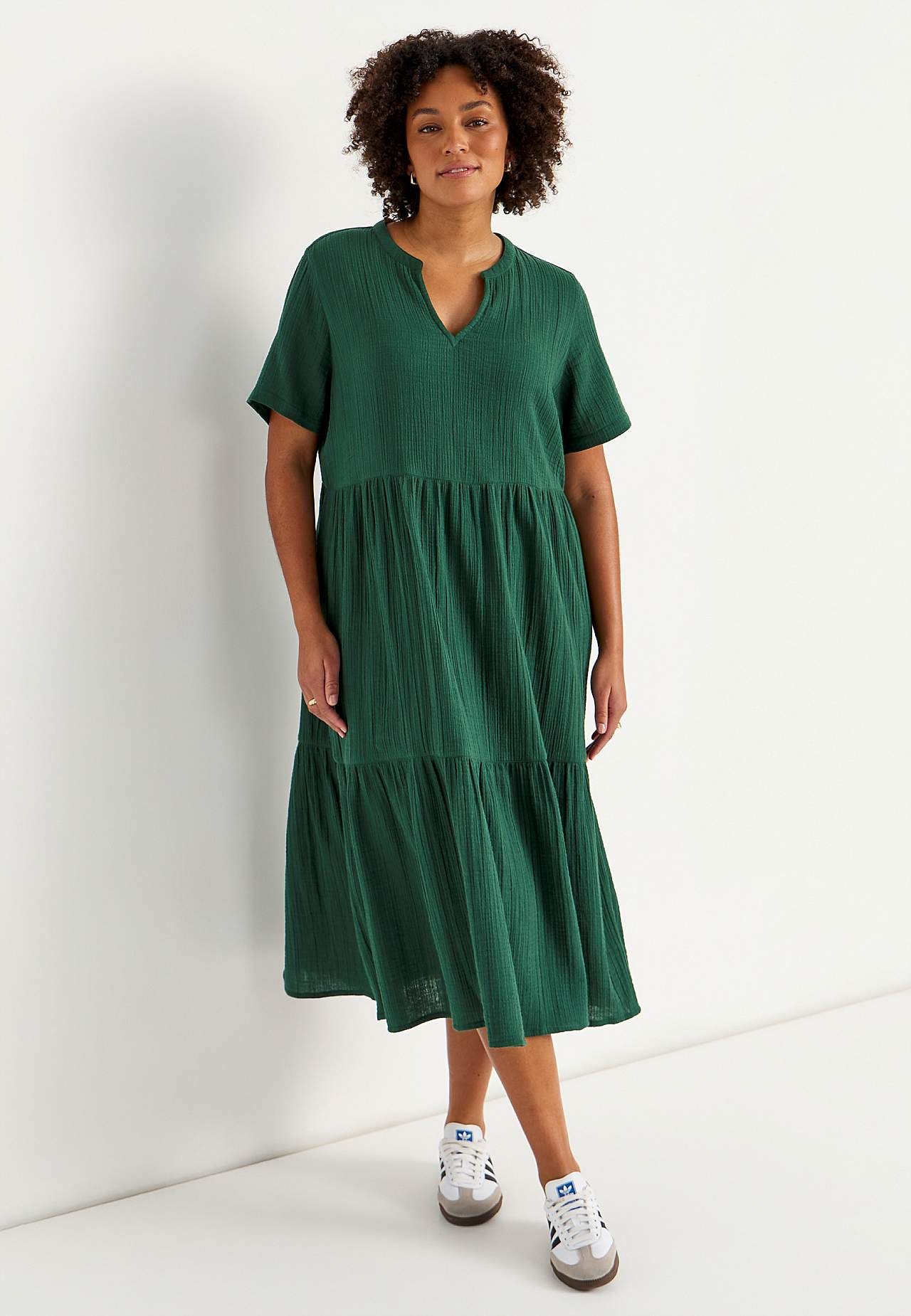 Kjole i rynket bomuld