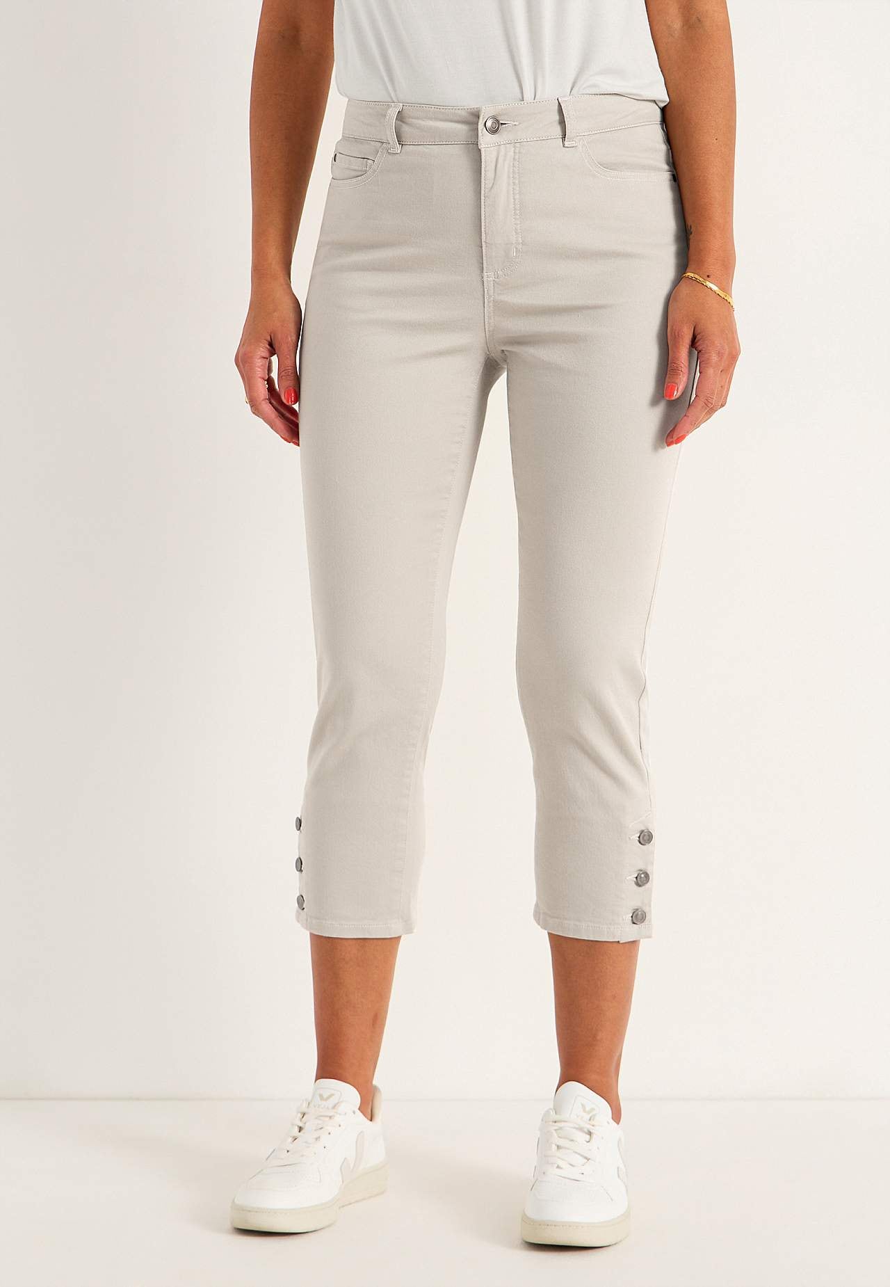 Crop jeans med design med fem lommer