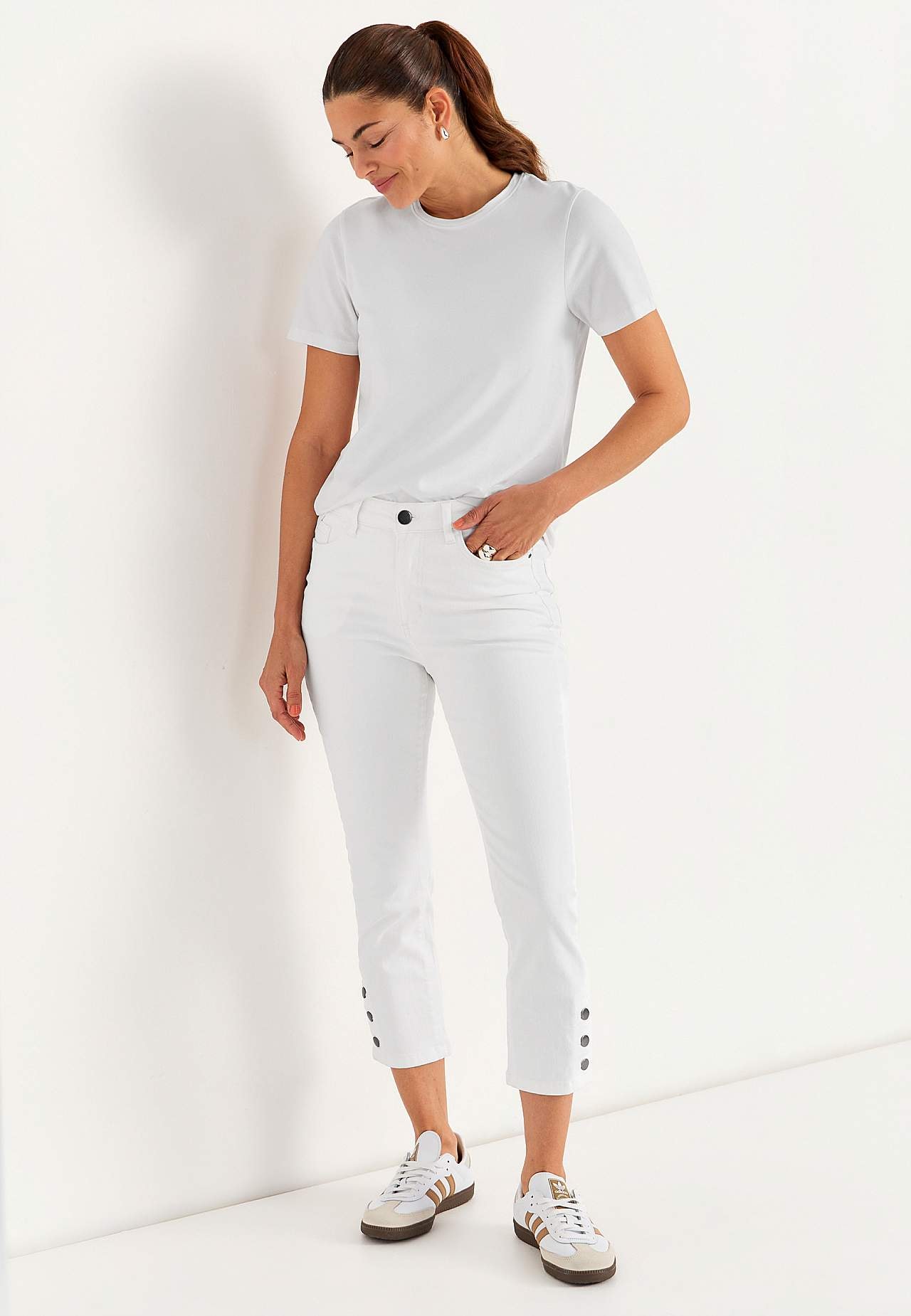 Crop jeans med design med fem lommer