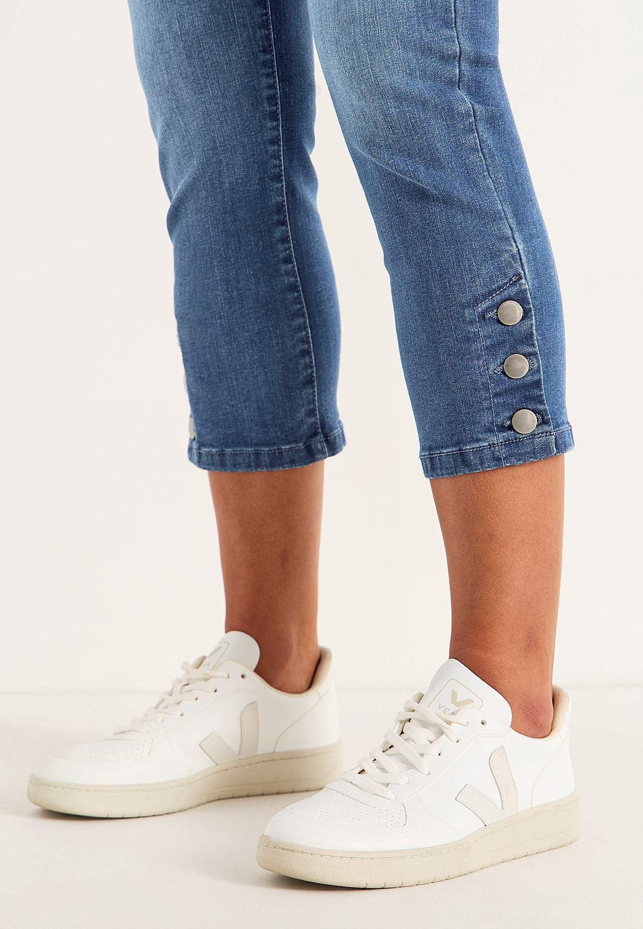 Crop jeans med design med fem lommer