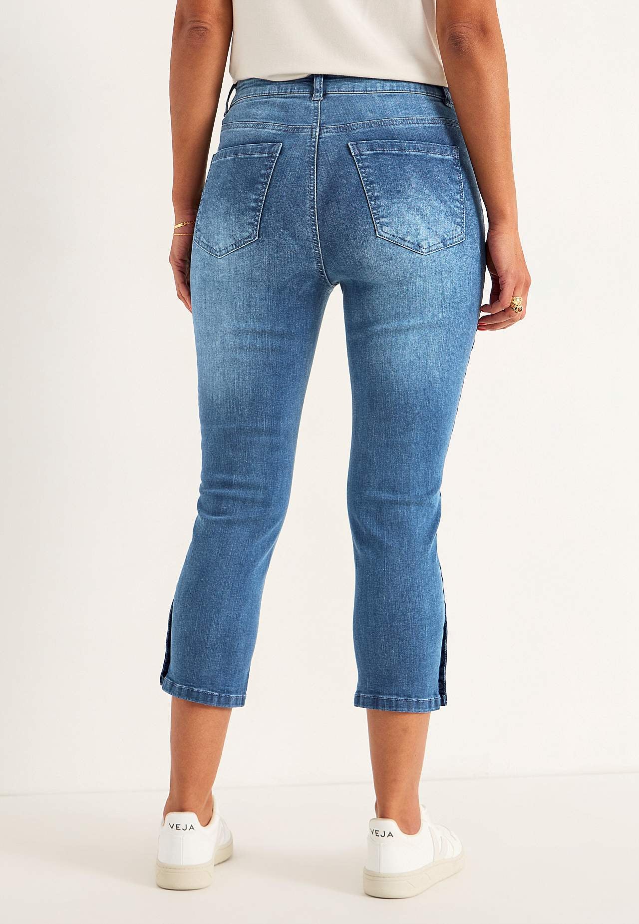 Crop jeans med design med fem lommer