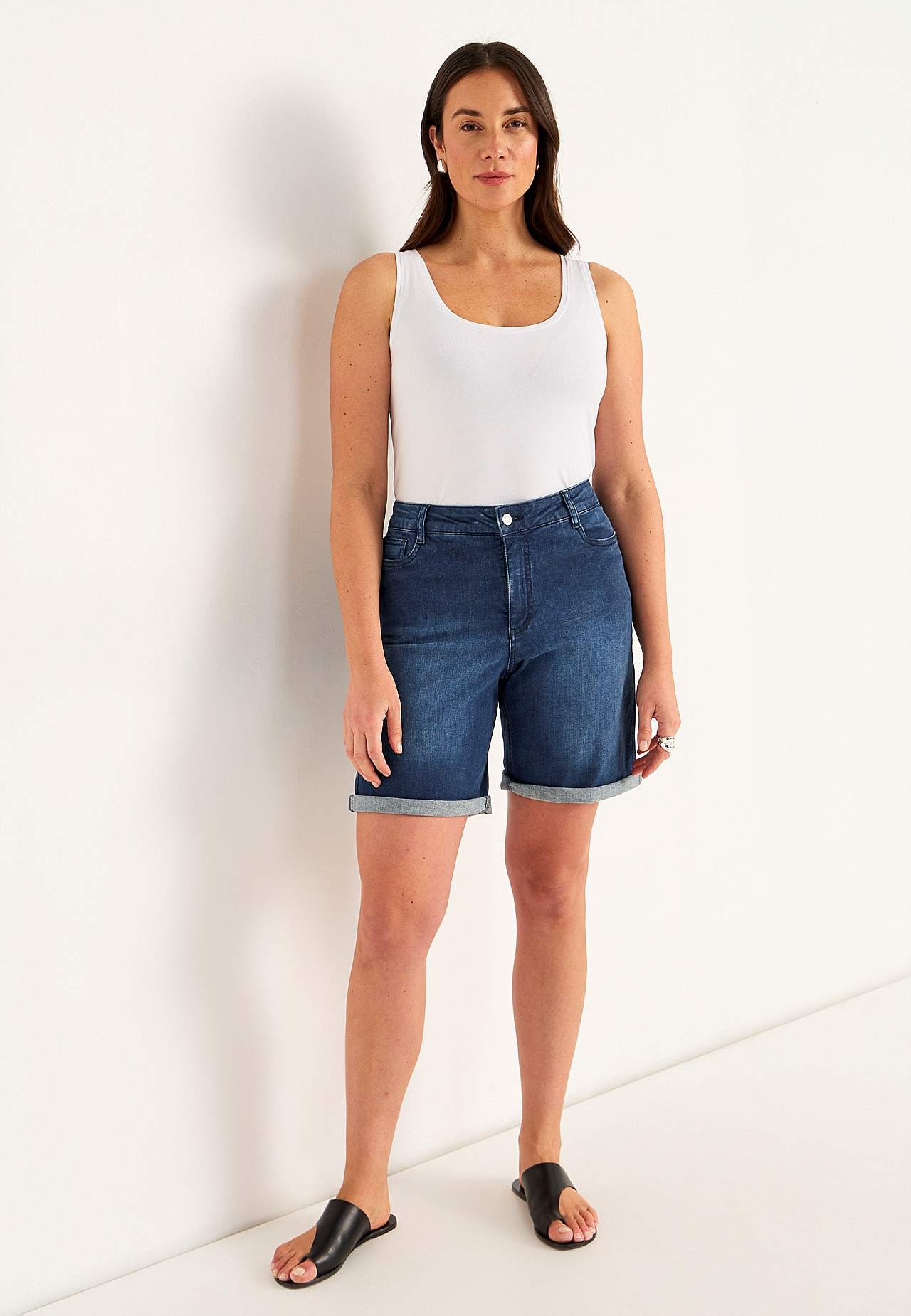 Denimshorts med komfortabelt stræk