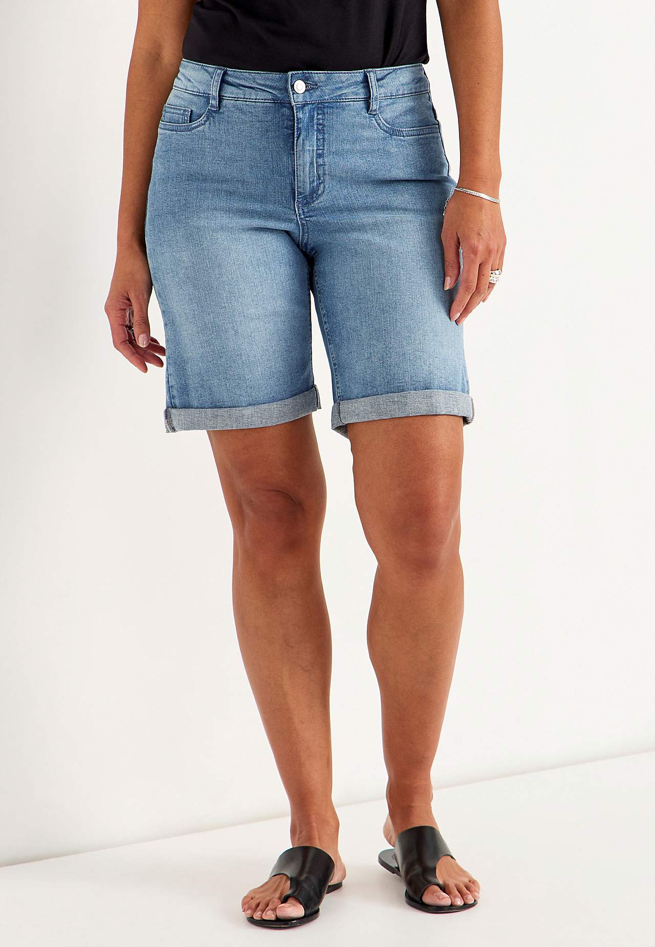 Denimshorts med komfortabelt stræk