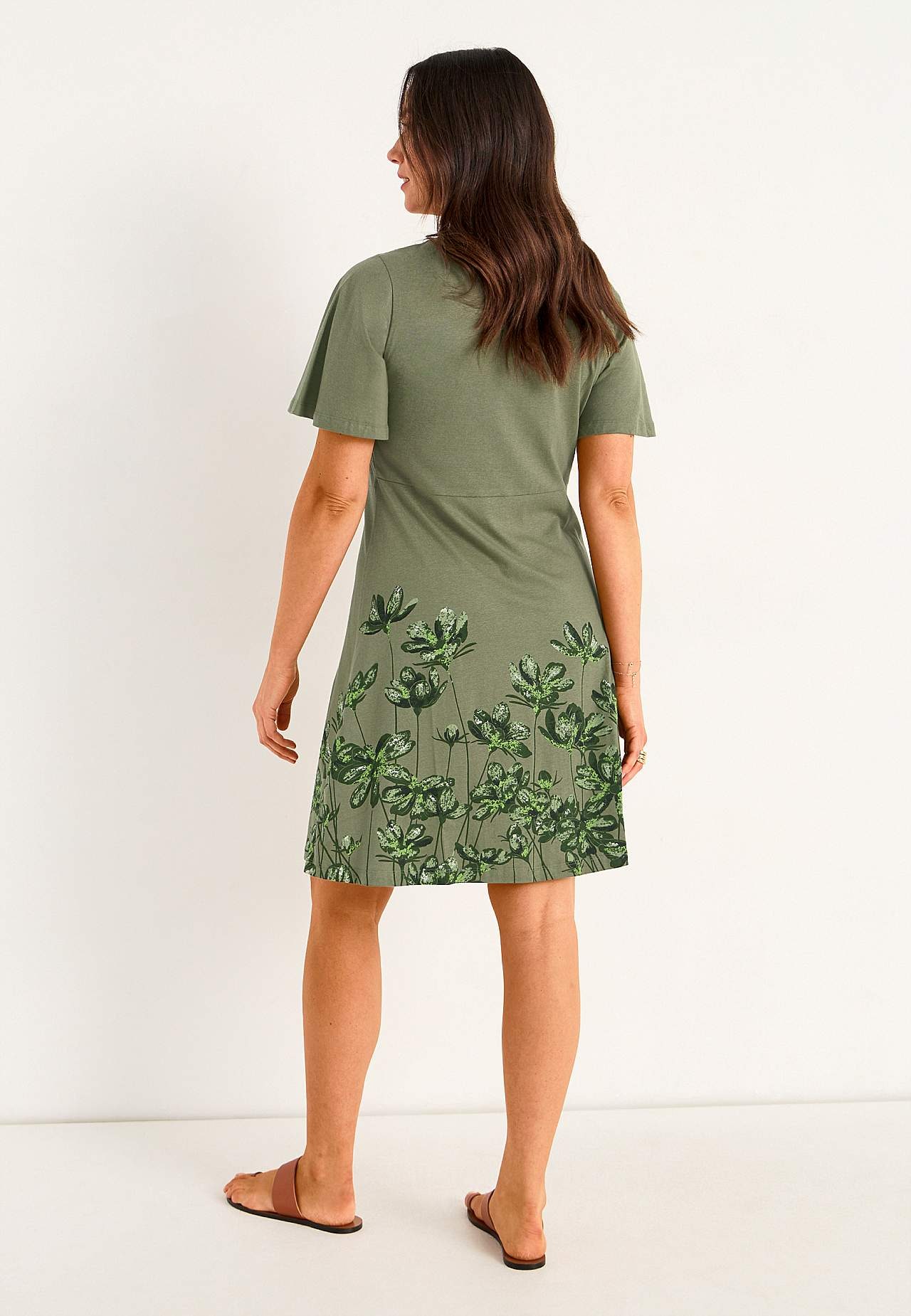 Jerseykjole med blomstermønster
