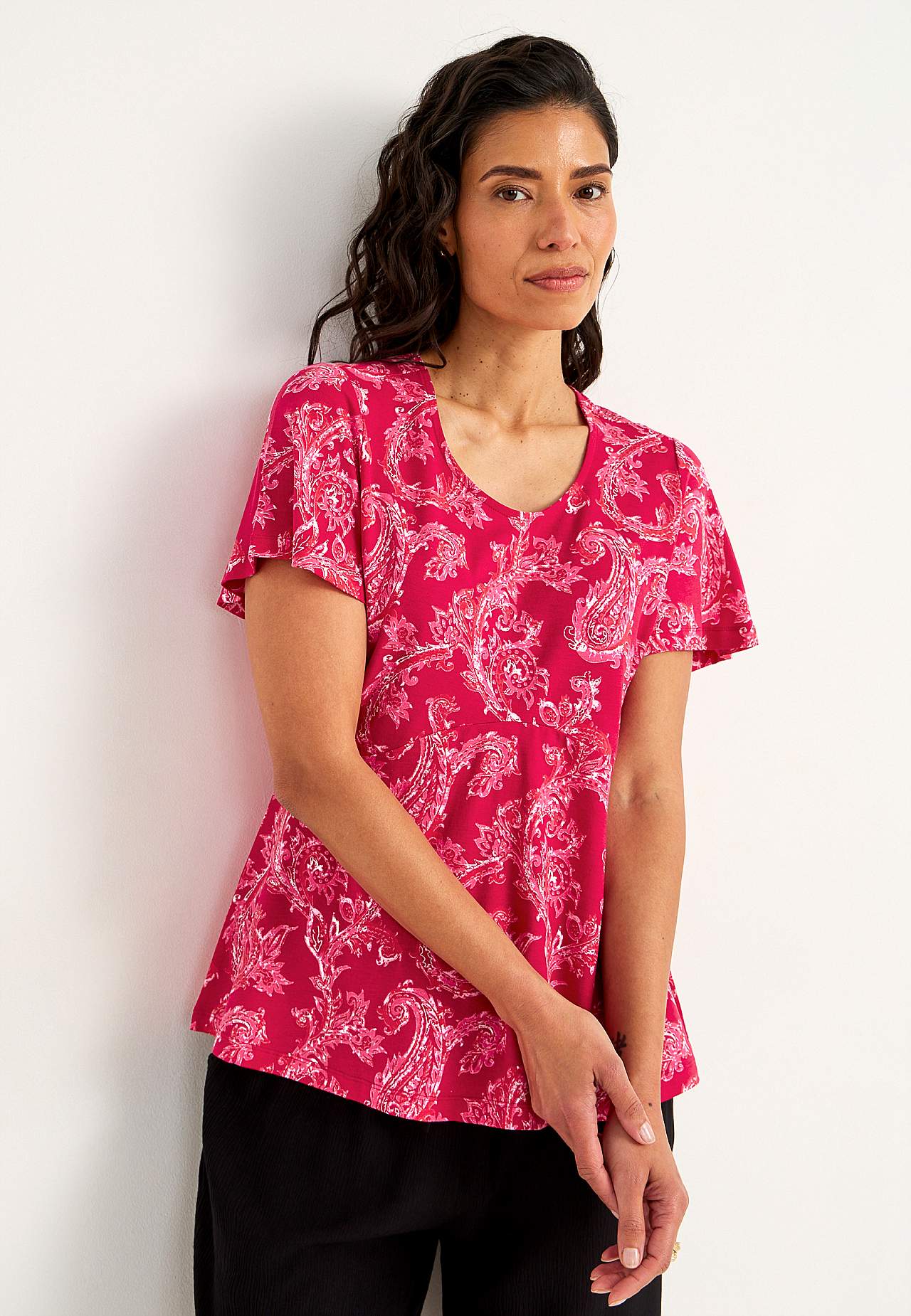 Mønstret jerseytop