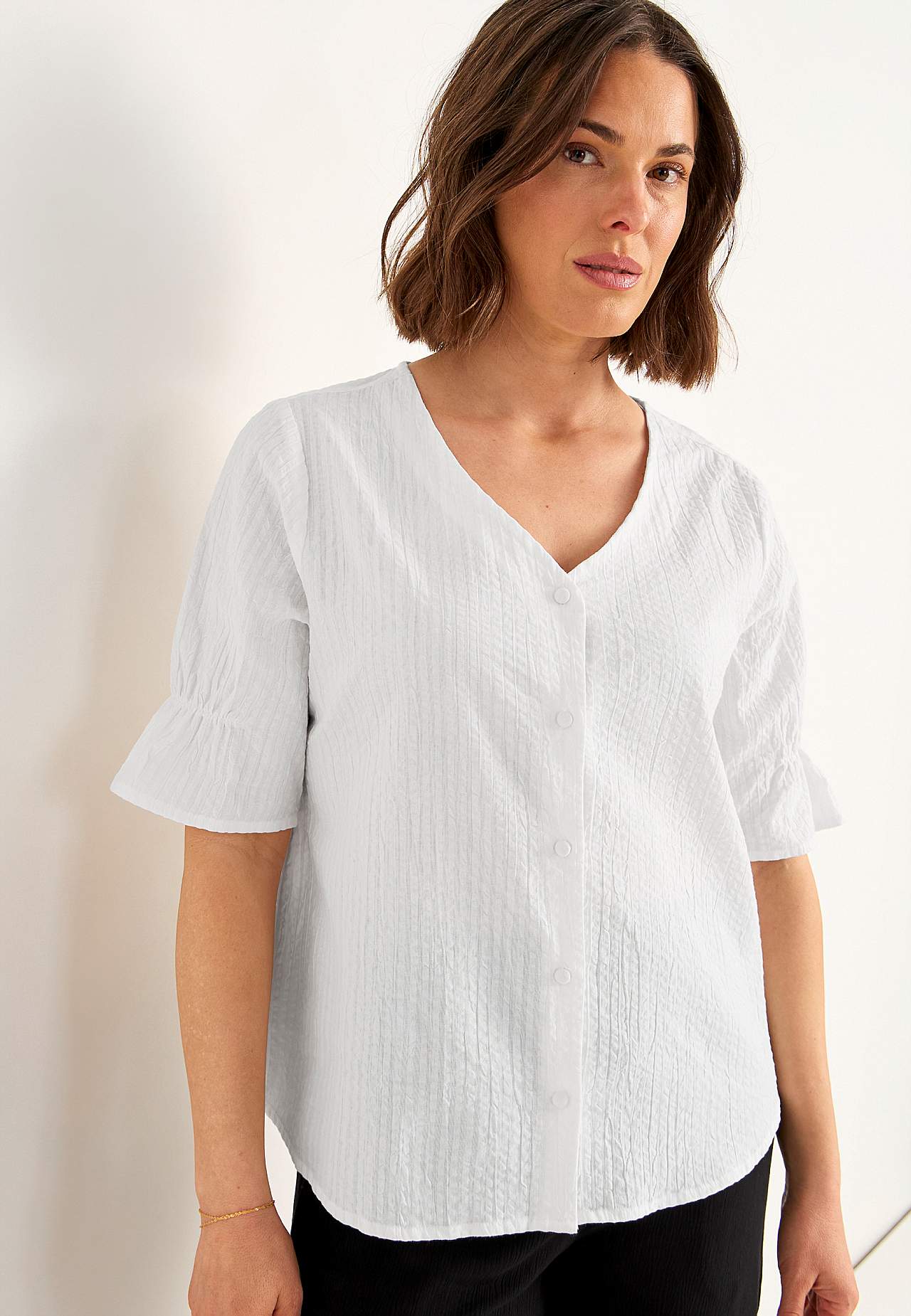 Bluse i seersucker