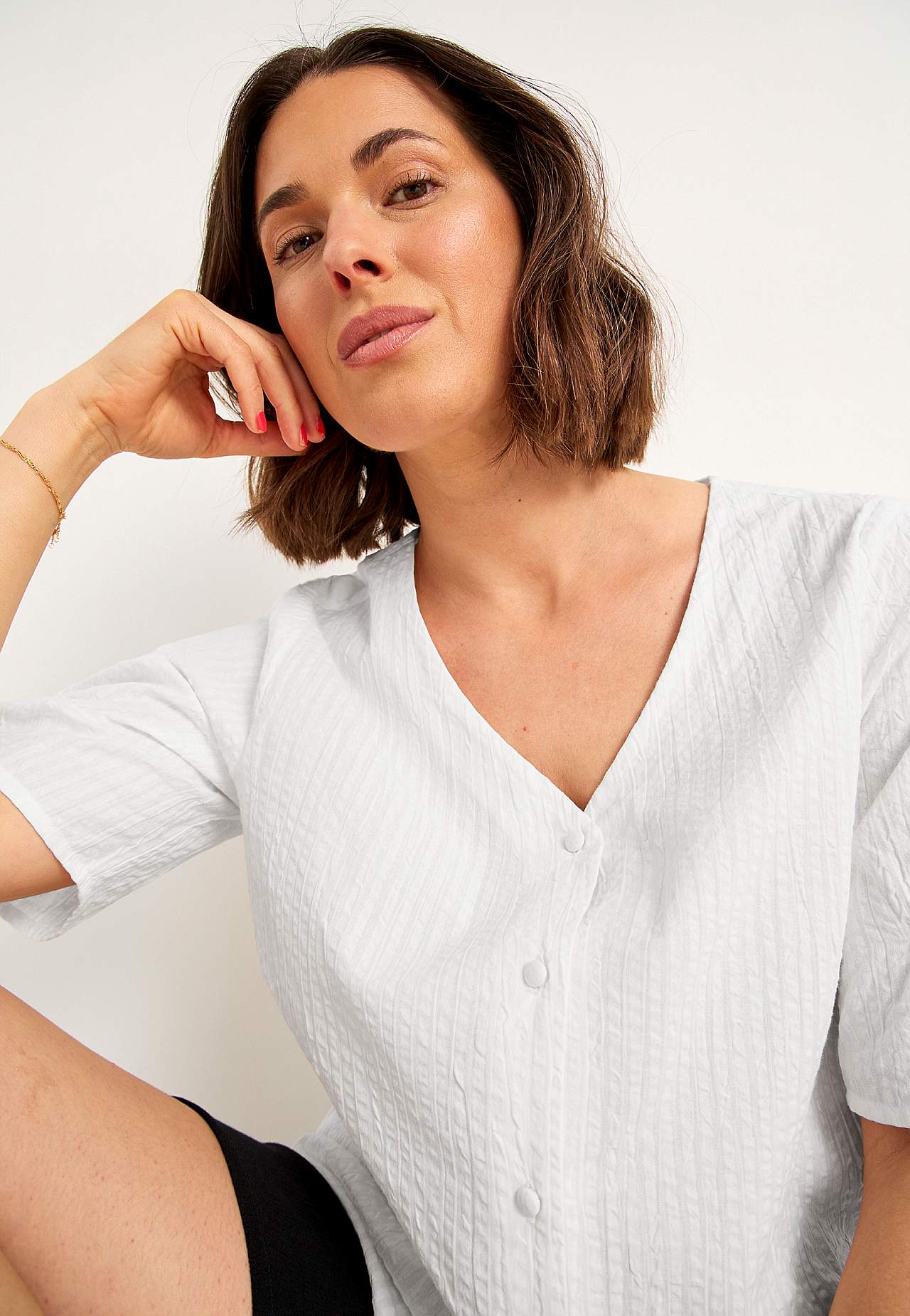 Bluse i seersucker
