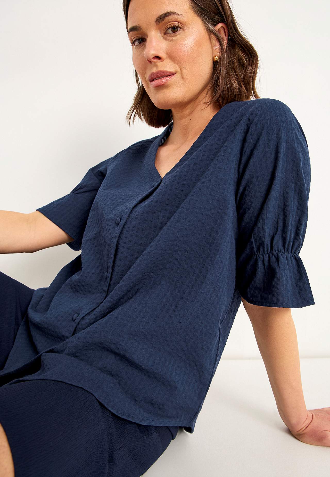 Bluse i seersucker