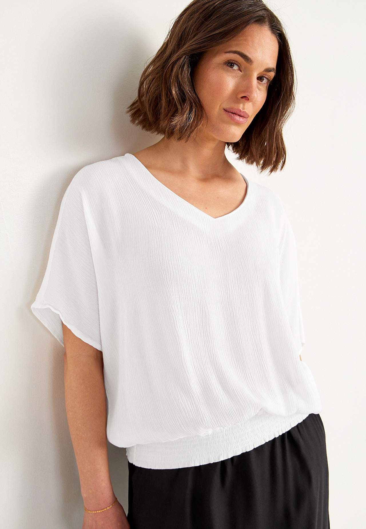 Bluse i viskosecrepe
