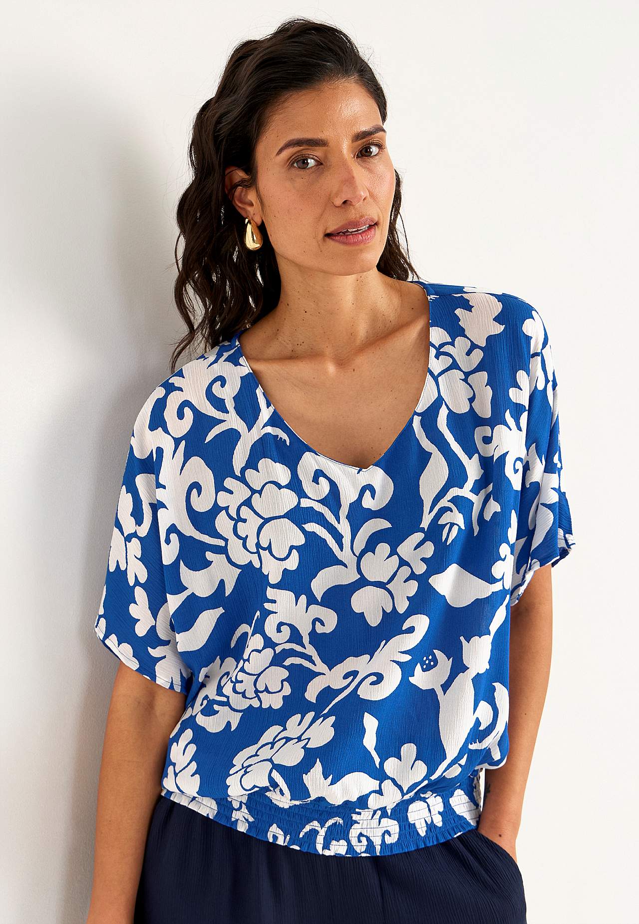 Bluse i viskosecrepe